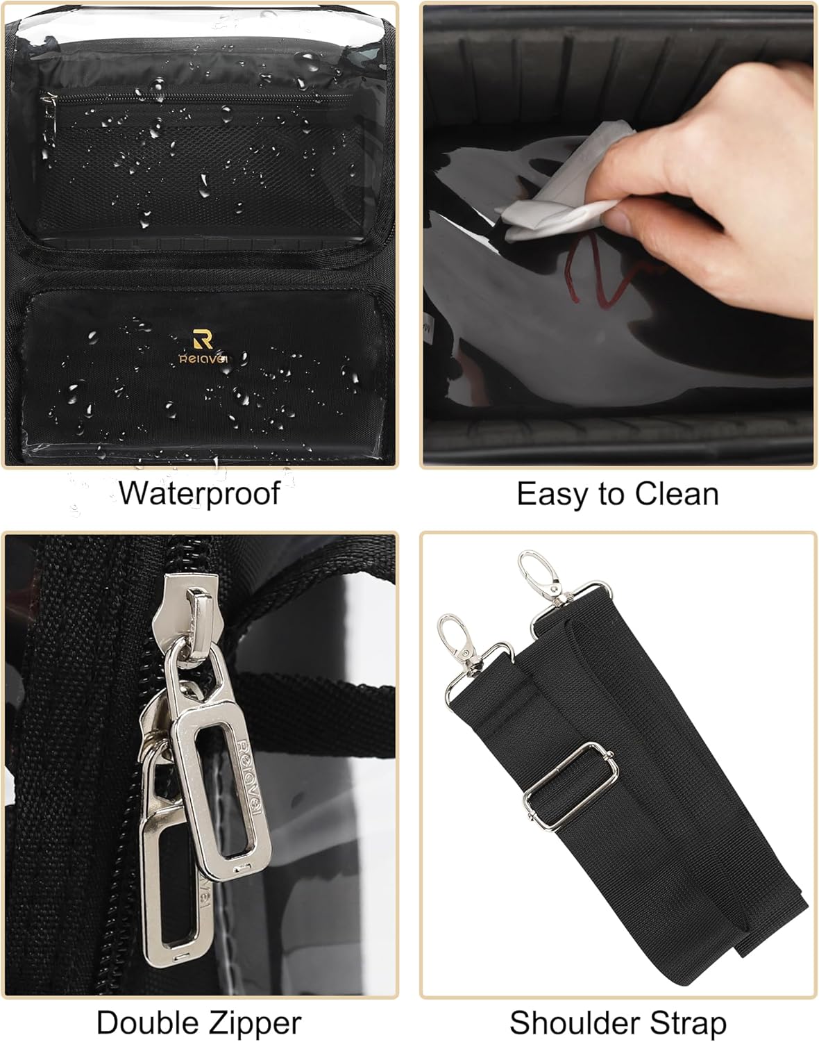 TANTO Makeup Brush Bag, Makeup Artist Bag Professional Cosmetic Bag Clear Makeup Bag Large Makeup Train Case Portable Storage Organizer Bag with Adjustable Divide&Shoulder Strap