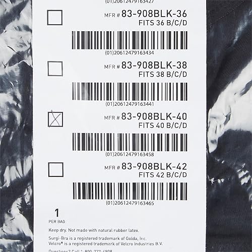 Miniatura 9 de McKesson Sujetador quirúrgico de algodón y elastano negro Sujetador posquirúrgico para soporte de pecho de cobertura completa con compresión ligera