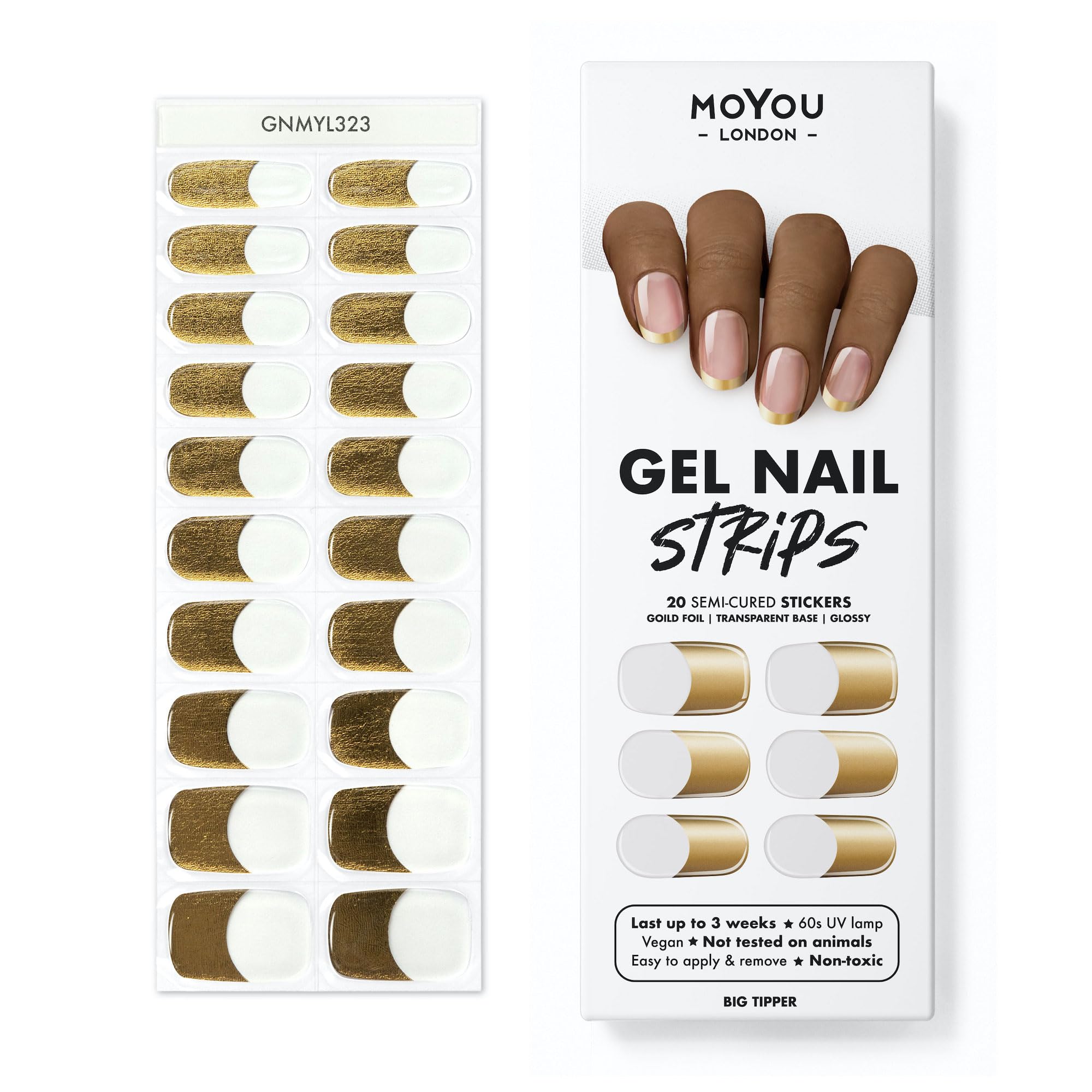 MOYOU LONDON Semi Cured Gel Nail Strips - 20 Pcs. Nail Wraps for Salon-Quality Manicure - Works with Any UV Nail Lamp - Easy to Apply, Trim, & Remove Gel Nail Stickers - Image 2