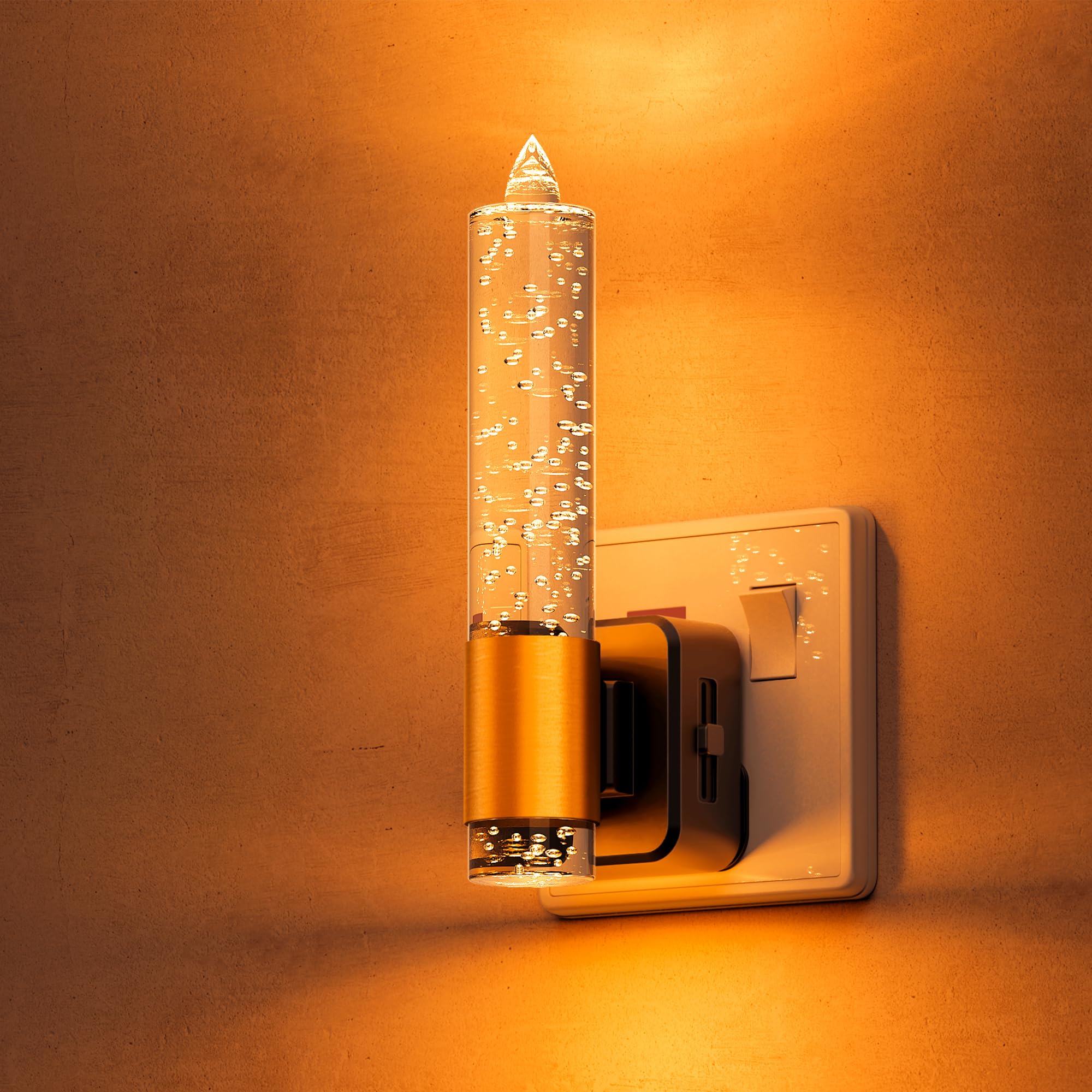 LOHAS-LED Night Light Plug in Wall, LED Candles Night Light, Dusk to Dawn Sensor, Modern Amber Nightlight 0-100LM