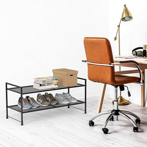 Miniatura 7 de Simple Houseware Zapatero apilable de malla de 2 niveles, negro