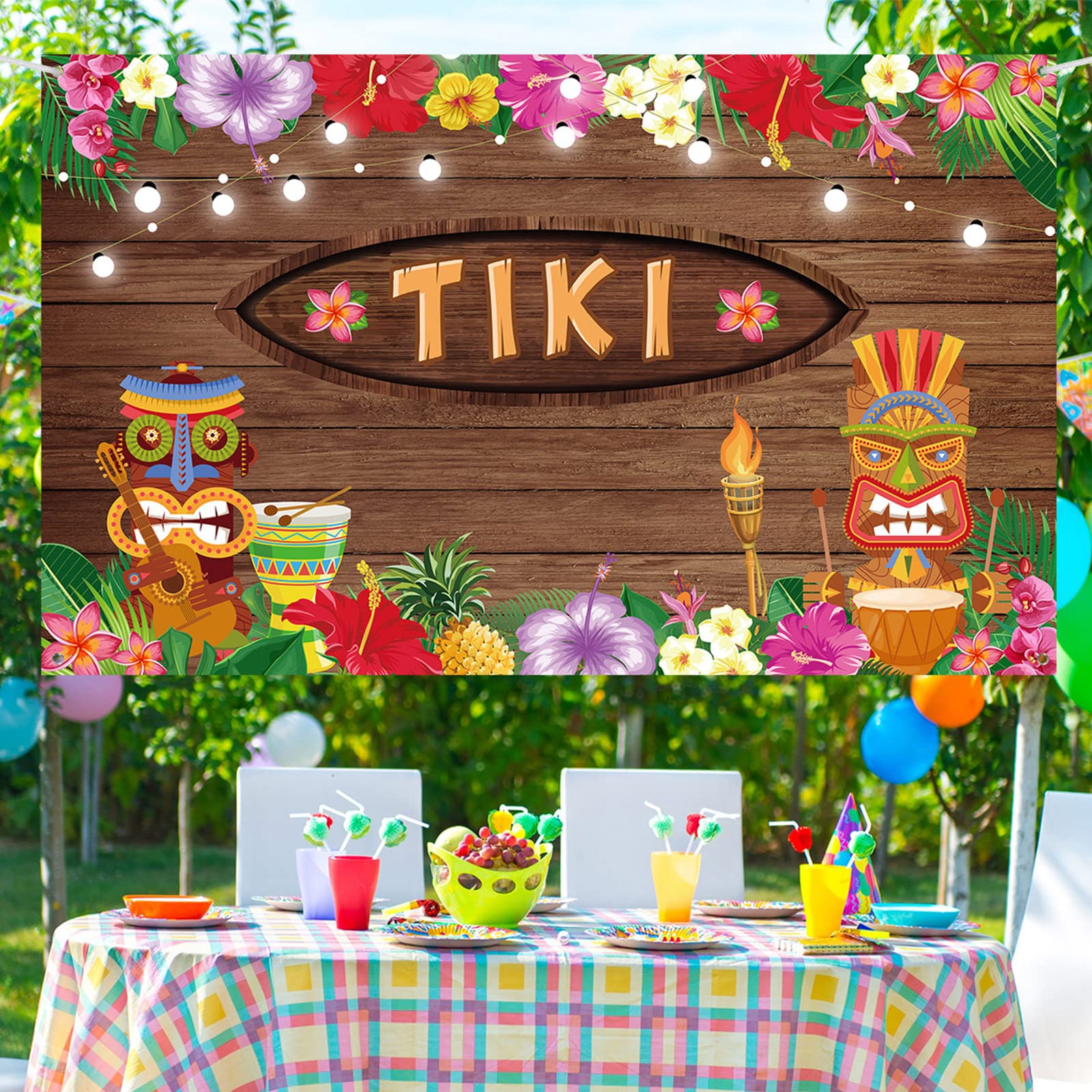Hawaiian Luau Party Decorations, Tiki Totem Door Banner Sign,Tiki Party Decorations