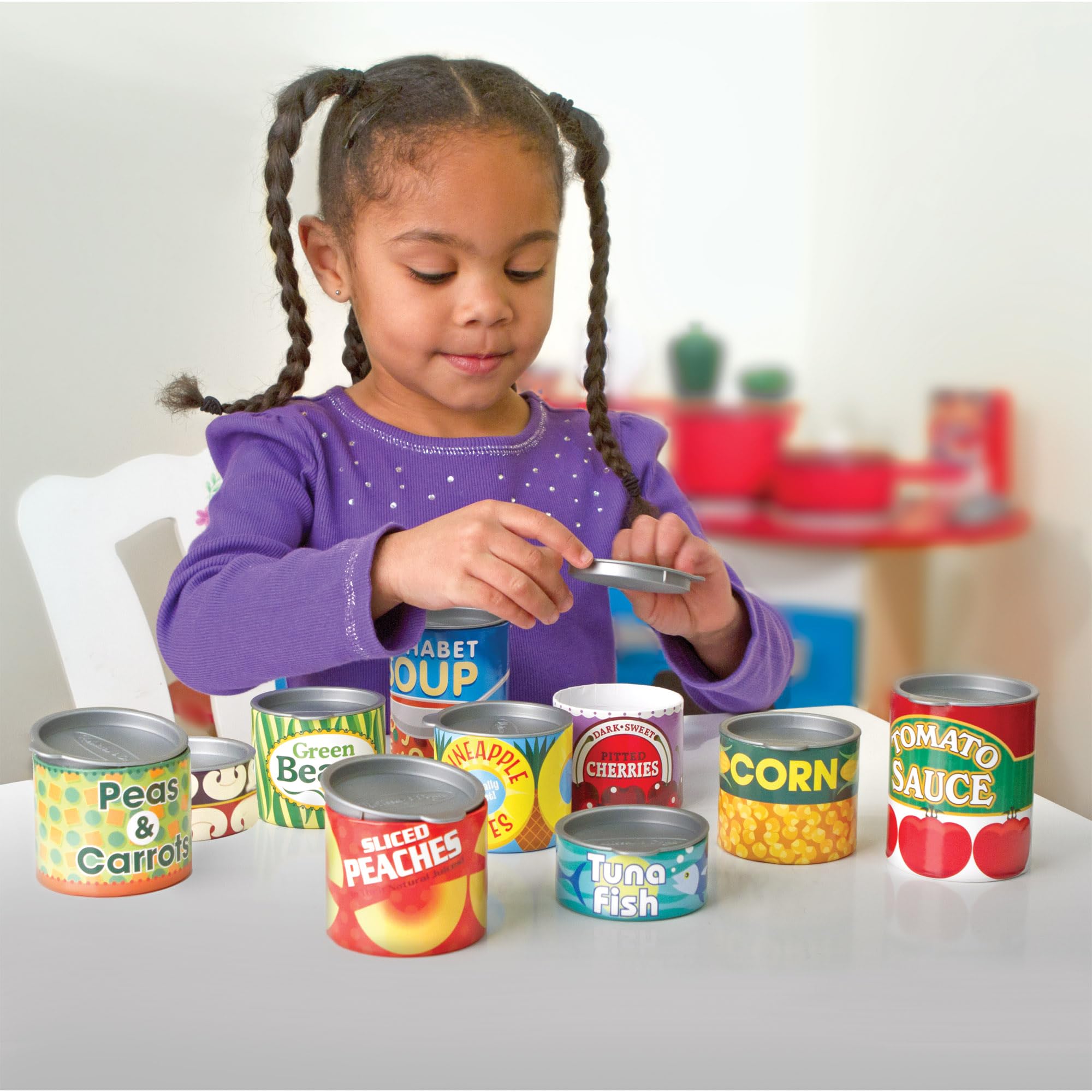 Melissa & Doug Let's Play House! Grocery Cans Play Food Kitchen Accessory - 10 Stackable Cans With Removable Lids