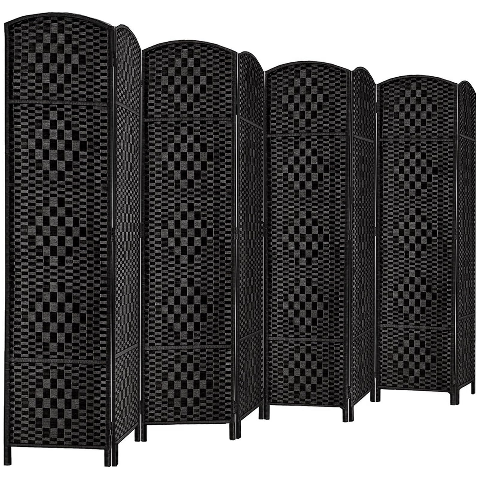 Rose Home Fashion Room Divider, 6 ft Tall Room Dividers and Folding Privacy Screens, 16in Privacy Screen 8 Panel Black Space Temporary Wall Foldable