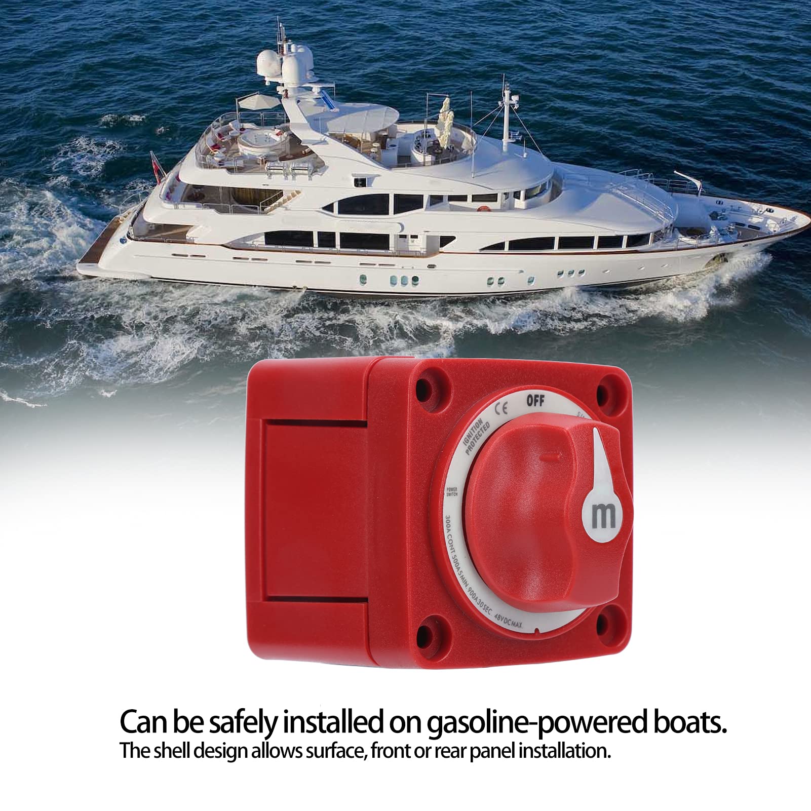 Yacht-Batterieschalter 6006 MSeries Batterietrennschalter Einkreisschalter-Zubehör für Marineboote, DC 12–48 V Einkreis-EIN-AUS-Schalter IP66 Wasserdicht
