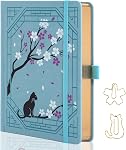 TIEFOSSI Square Dotted Journal, Cute Cat Journal for Women Girls, Dot Notebook with Pretty Sakura Pattern, Aesthetic Diary for Writing Journaling Drawing, Golden Edges, 8 x 8 IN