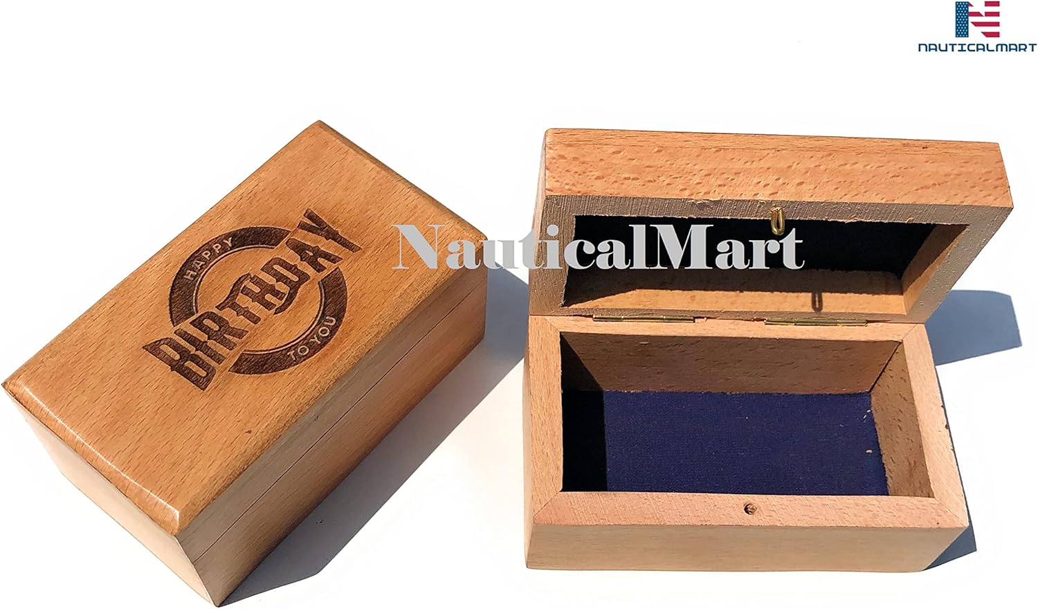 Brass Pirate Spyglass Telescope Sailor's Maritime Magnification Telescope w/Happy Birthday Engraved Wooden Box Handheld Functional Collapsible Nautical Décor