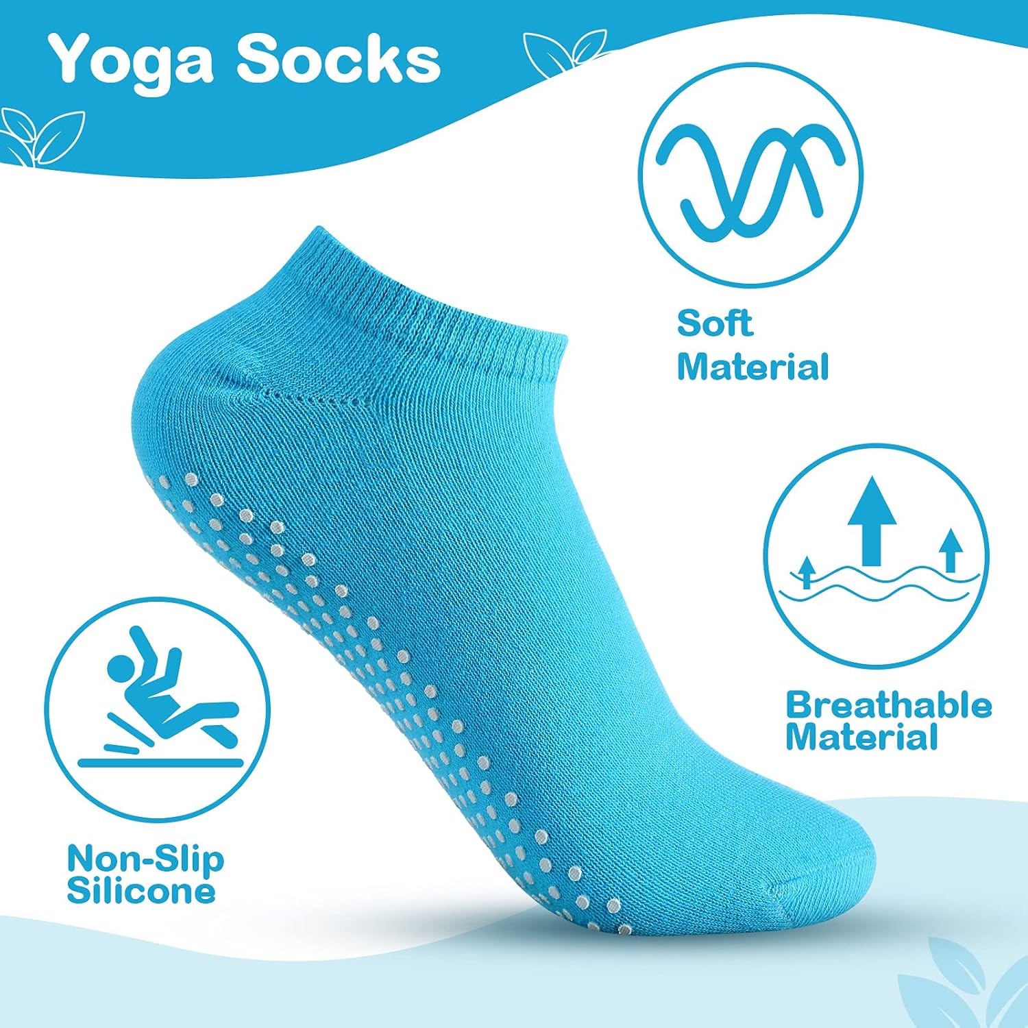 26 Pairs Non Slip Socks for Pilates, Ballet, Barre, Yoga, Grippy Ankle Socks with Sticky Grippers for Women and Men, Mixed Color, Adult Size - Image 2