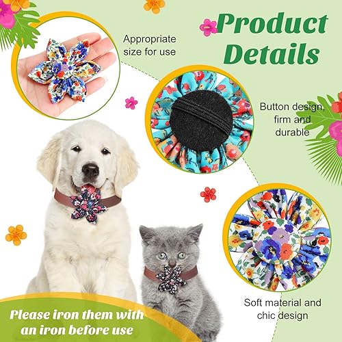 Miniatura 5 de Sanwuta 36 piezas de collar de perro de flores accesorios para mascotas, collar ajustable para perro, accesorio de otoño de flores para gatos