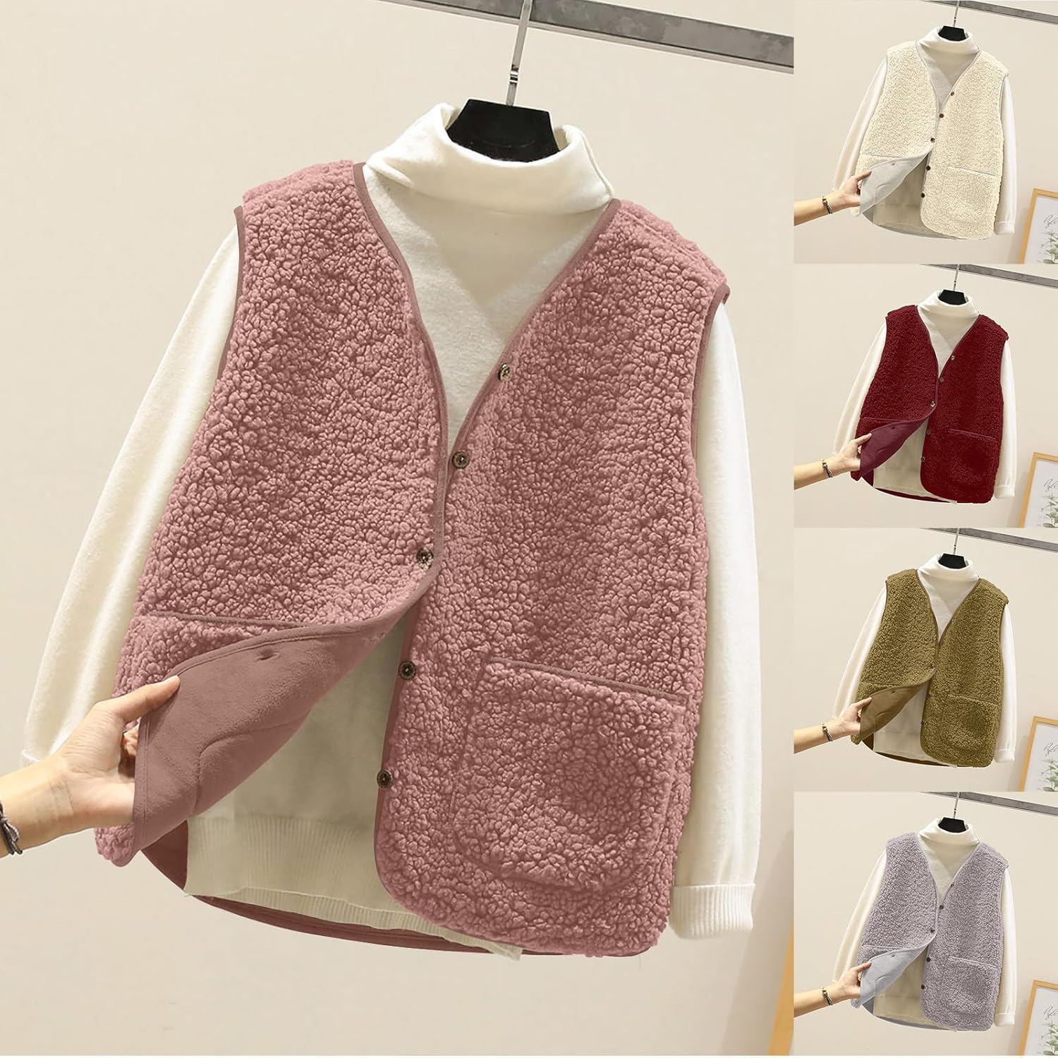 Gilet Polaire Léger Sans Manches Pour Femme - Coupe Midi, Col En V, Poches, Lavable Machine