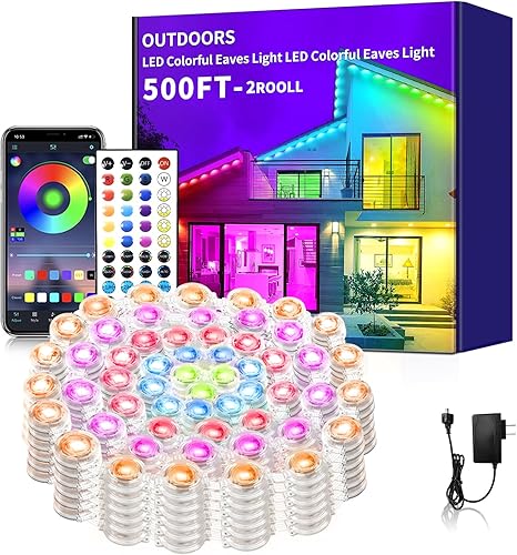 Miniatura 11 de Luces permanentes para exteriores de 150 pies, impermeables, luces LED inteligentes de Navidad con aplicación/control remoto, sincronización de