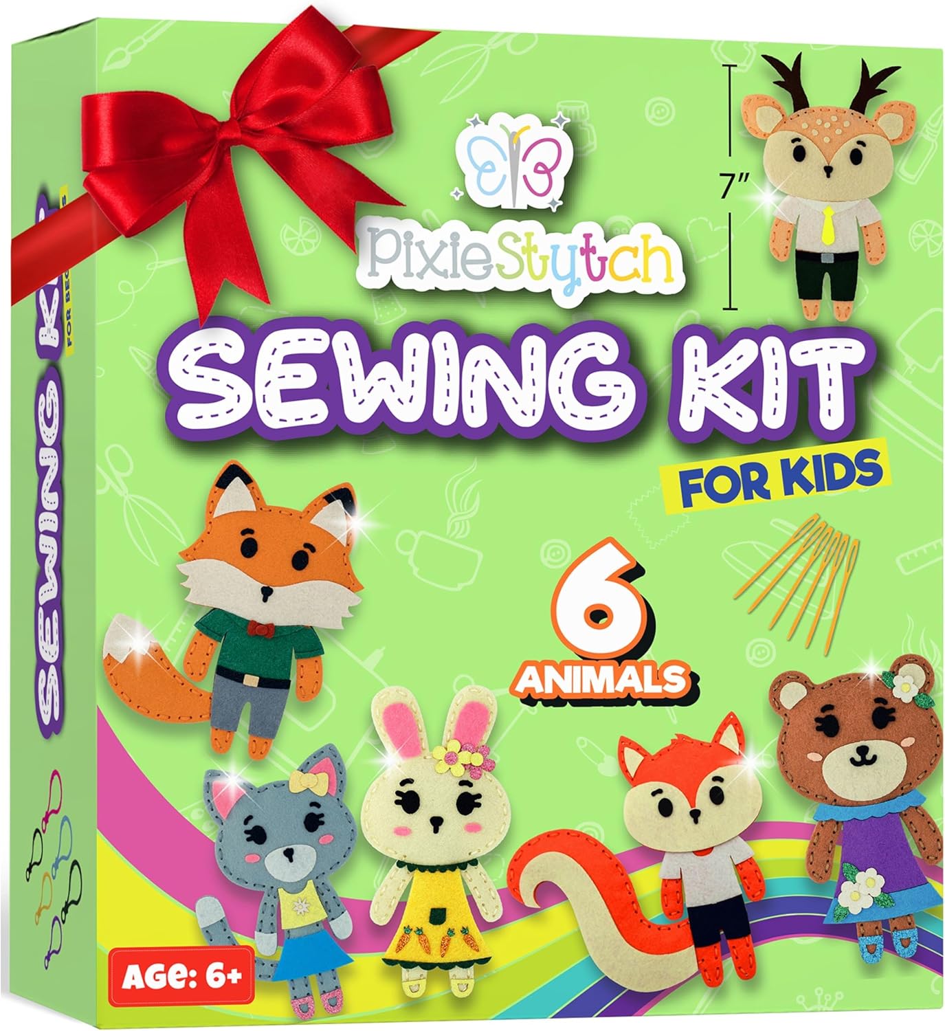 Sewing Kit for Kids - Sew & Create 6 Adorable Stuffed Animal Projects - Fun DIY Craft Set for Ages 6 and up - Educational & Creative Sewing Kit for Girls & Boys - Gift for Young Crafters