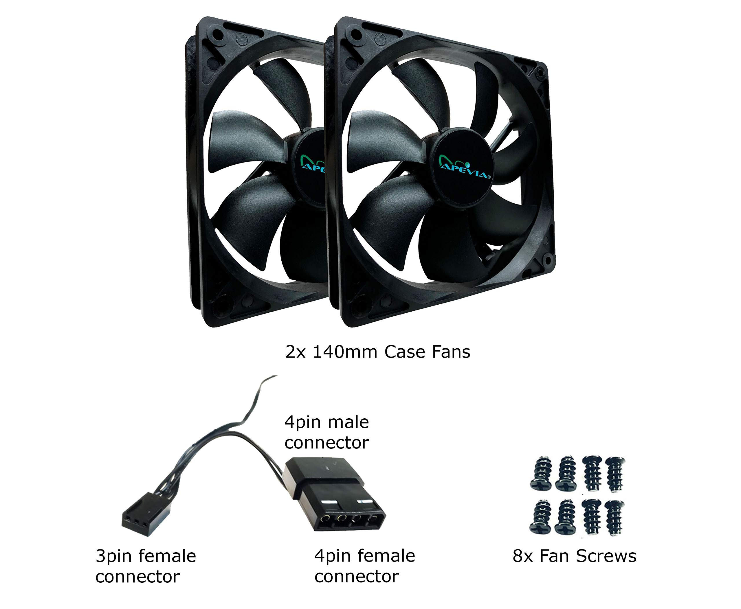 Apevia 14sl-bl ventola di raffreddamento del blu nero CF214S-BK