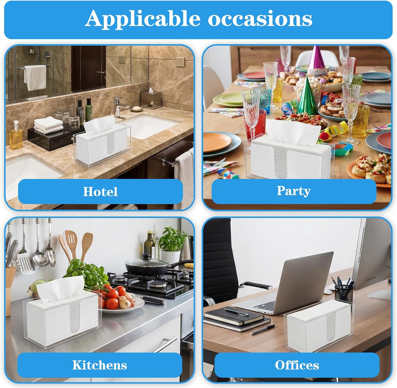 2 Pack 10.8 Inch Clear Acrylic Paper Towel Holder Countertop Napkin Dispenser for Z-fold C-fold MultiFold Trifold Paper Towels, Kitchen Bathroom Restaurant Office Use