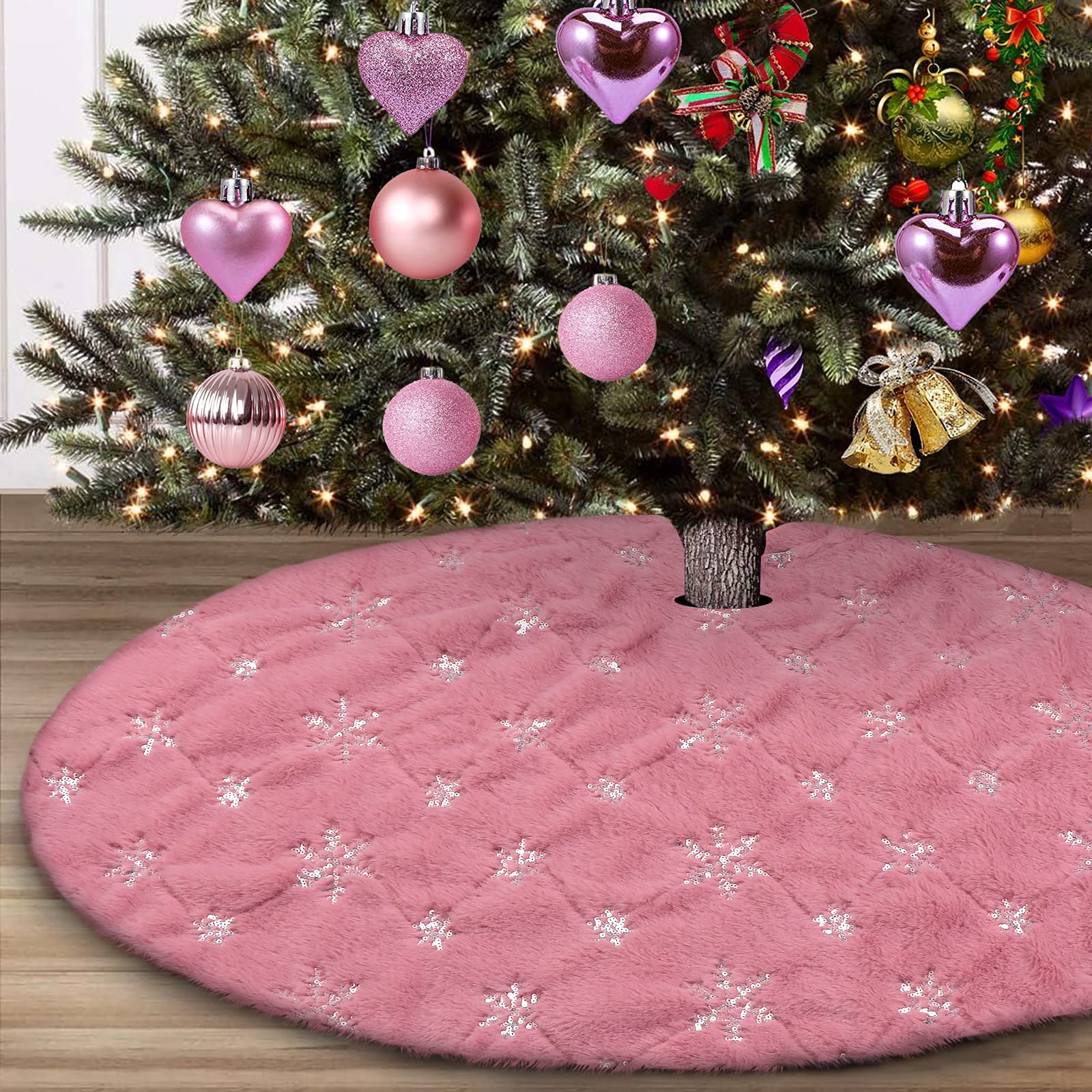 Deggodech 78cm Bianco Peluche Gonna Albero di Natale Bianca Finta Pelliccia Gonne per Alberi di Natale Copertura della Base Albero Natale per Decorazione di Festa di Natale (Bianco, 31pollici