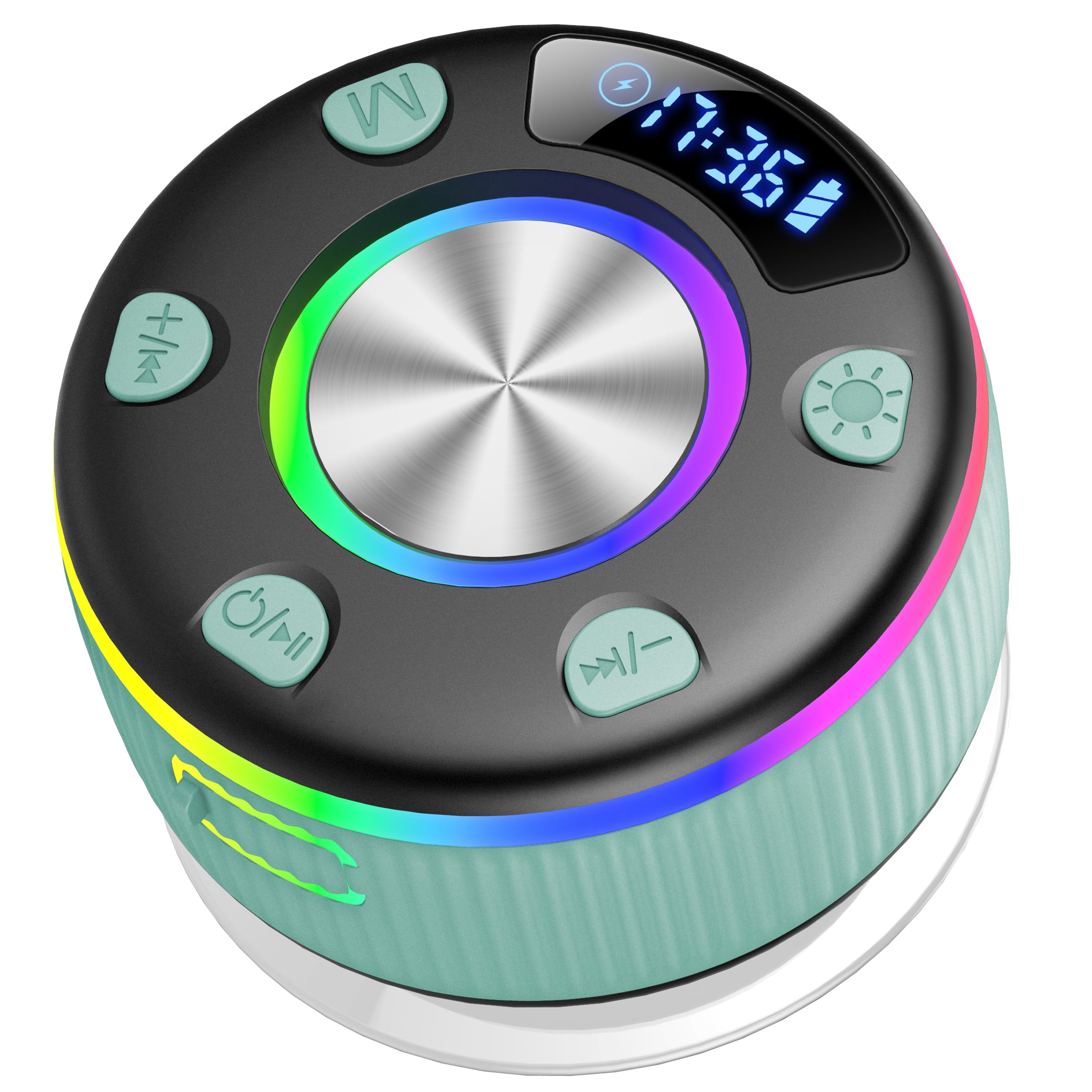 Enceinte Douche Bluetooth étanche IP7 - Son 360° - Lumières LED - Ventouse Et Micro Intégré - Connexion Stable 15 M