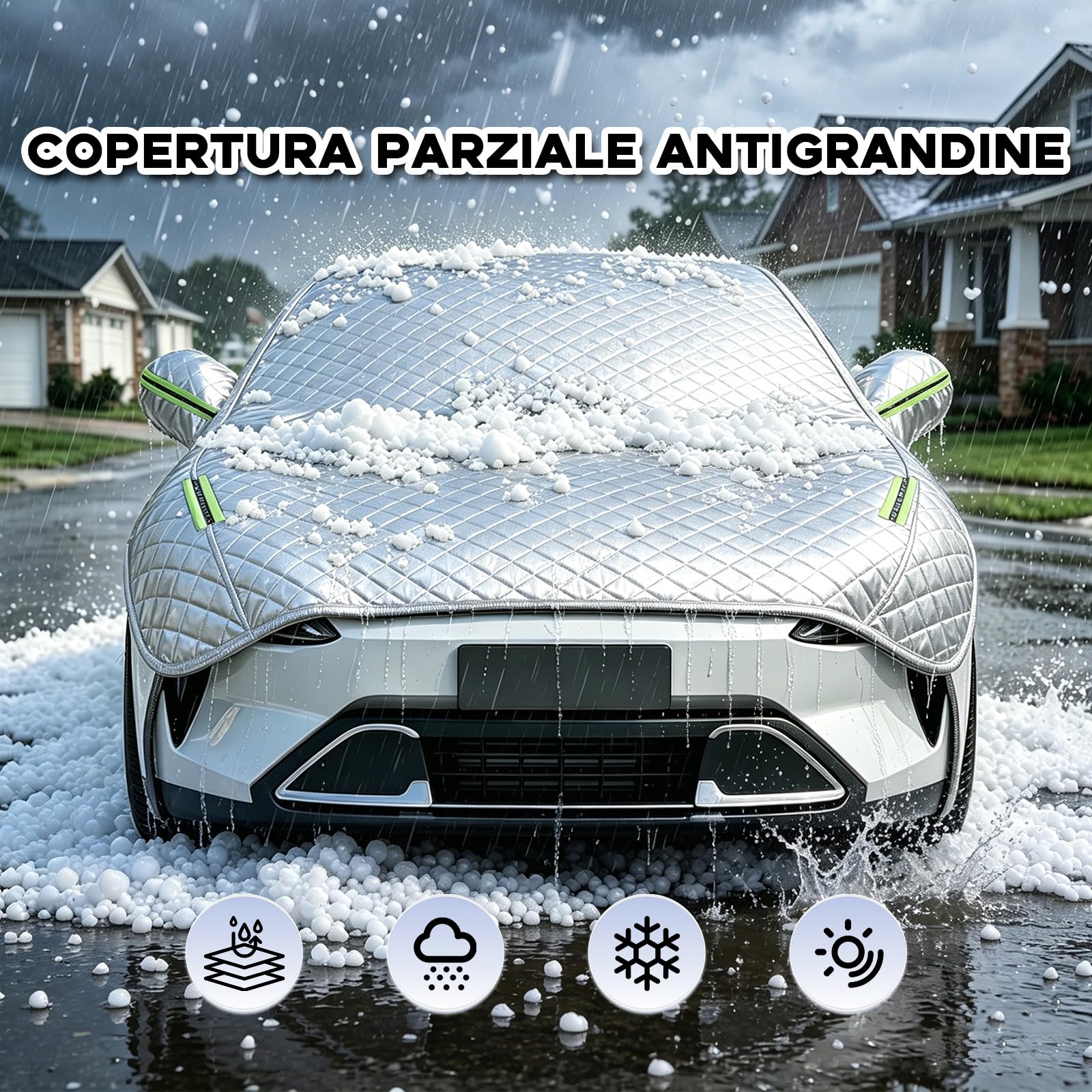 Telo Copriauto Antigrandine per Citroen C4 Cactus 2014-2020,Telo Copri Auto Esterni,Mezza Copertura per Macchina Impermeabile Antigrandine Protezione Per Tutte Le Stagioni Mb295
