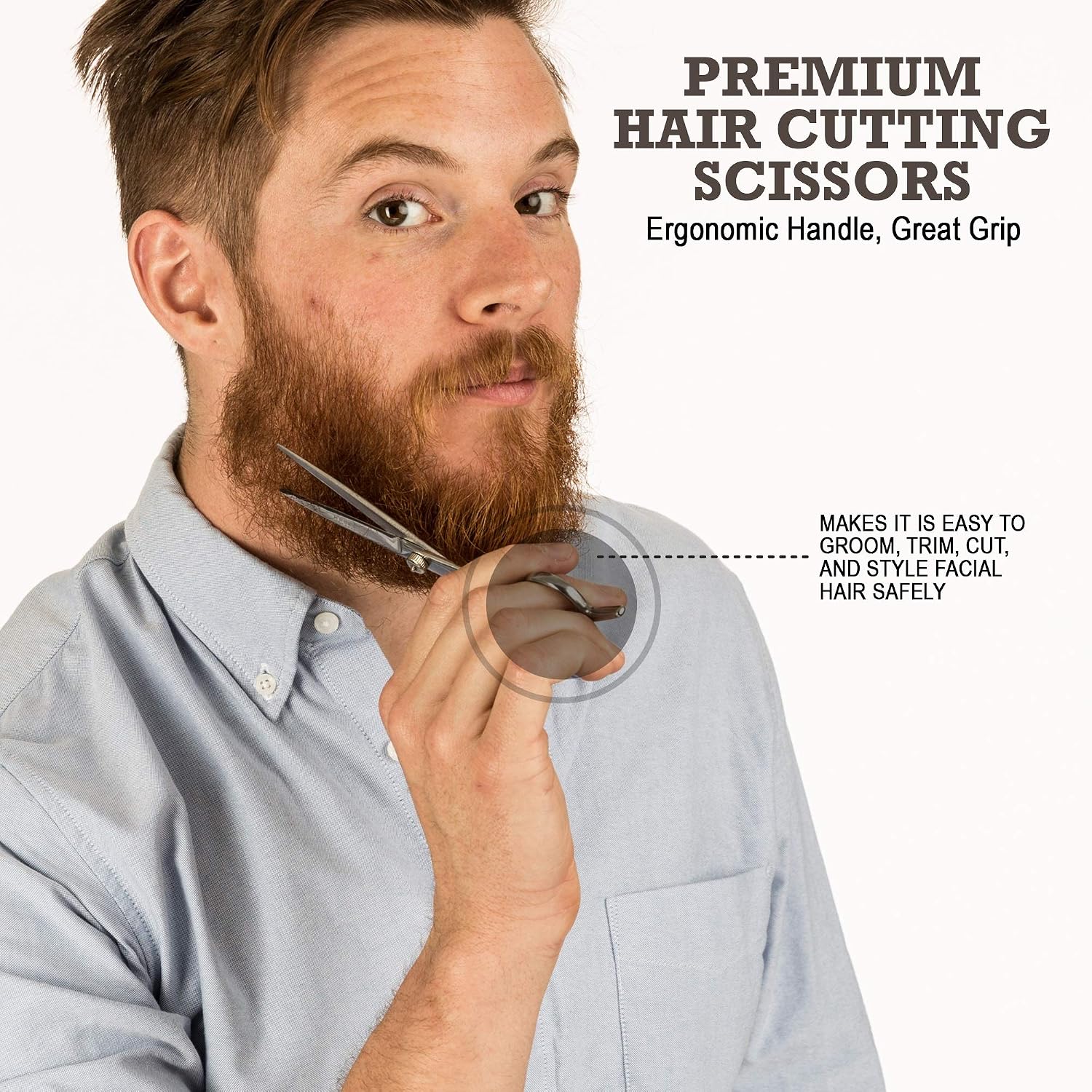 Premium Beard Scissors For Men - Professional Barber 6.8" Sharp Mustache Scissors - Razor Edge Beard Trimming scissors for Grooming and Trimming