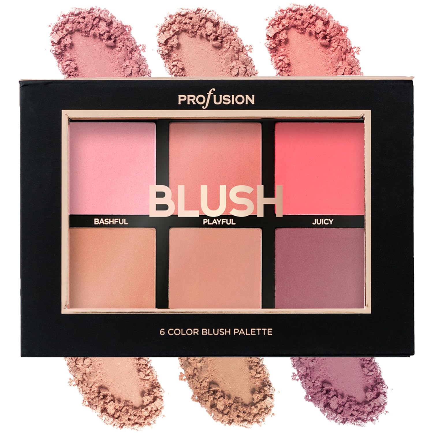 Profusion Cosmetics 6 Color Blush Palette – Buildable Matte & Shimmer Shades for Face & Cheeks, Blendable Pigments for All Skin Tones, Vegan & Cruelty-Free Makeup