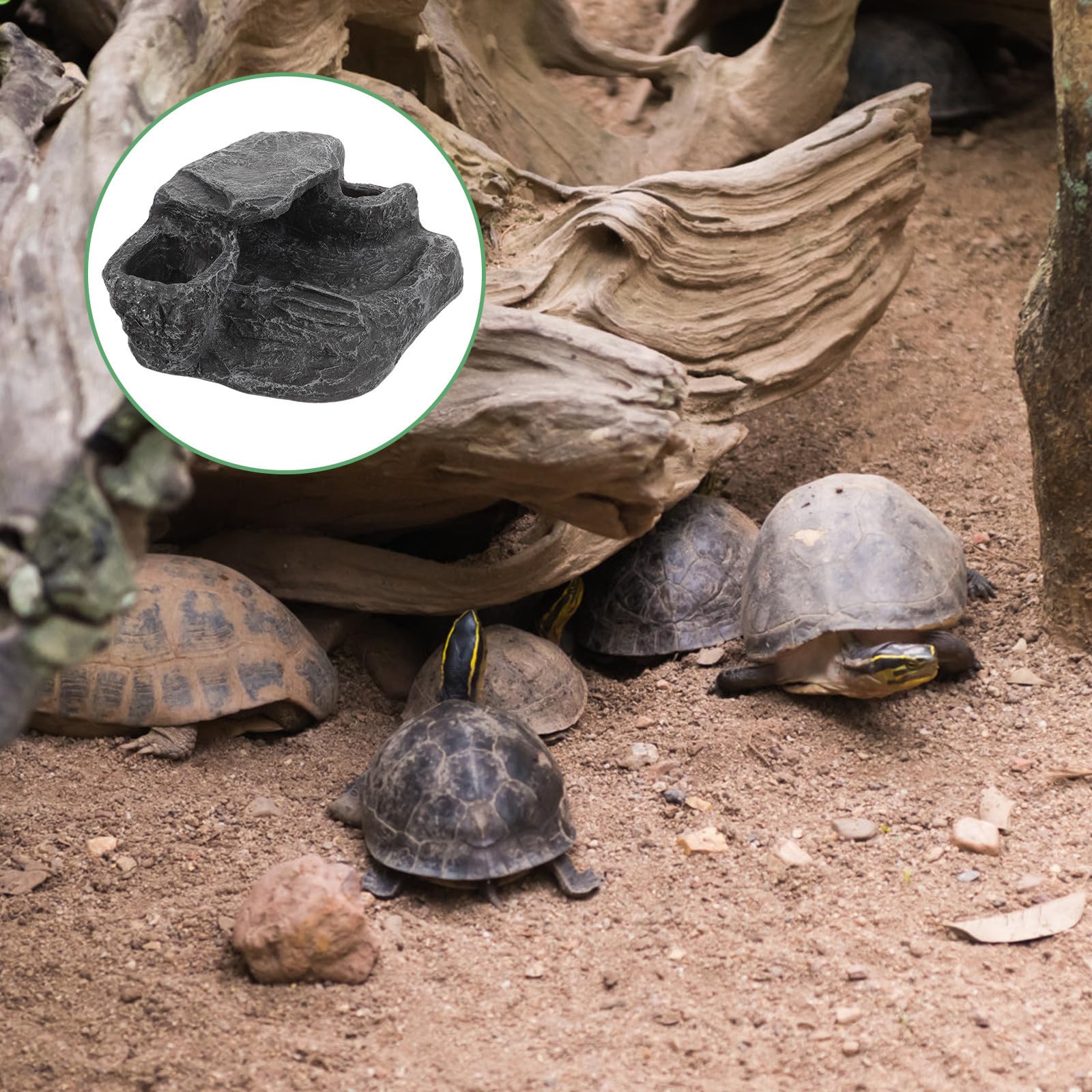 Rampa para Tortugas de Resina Fácil de Escalar Plataforma para Tomar el Sol y Cuenco para Comida Adecuado para Decoración de Acuarios de Agua Dulce