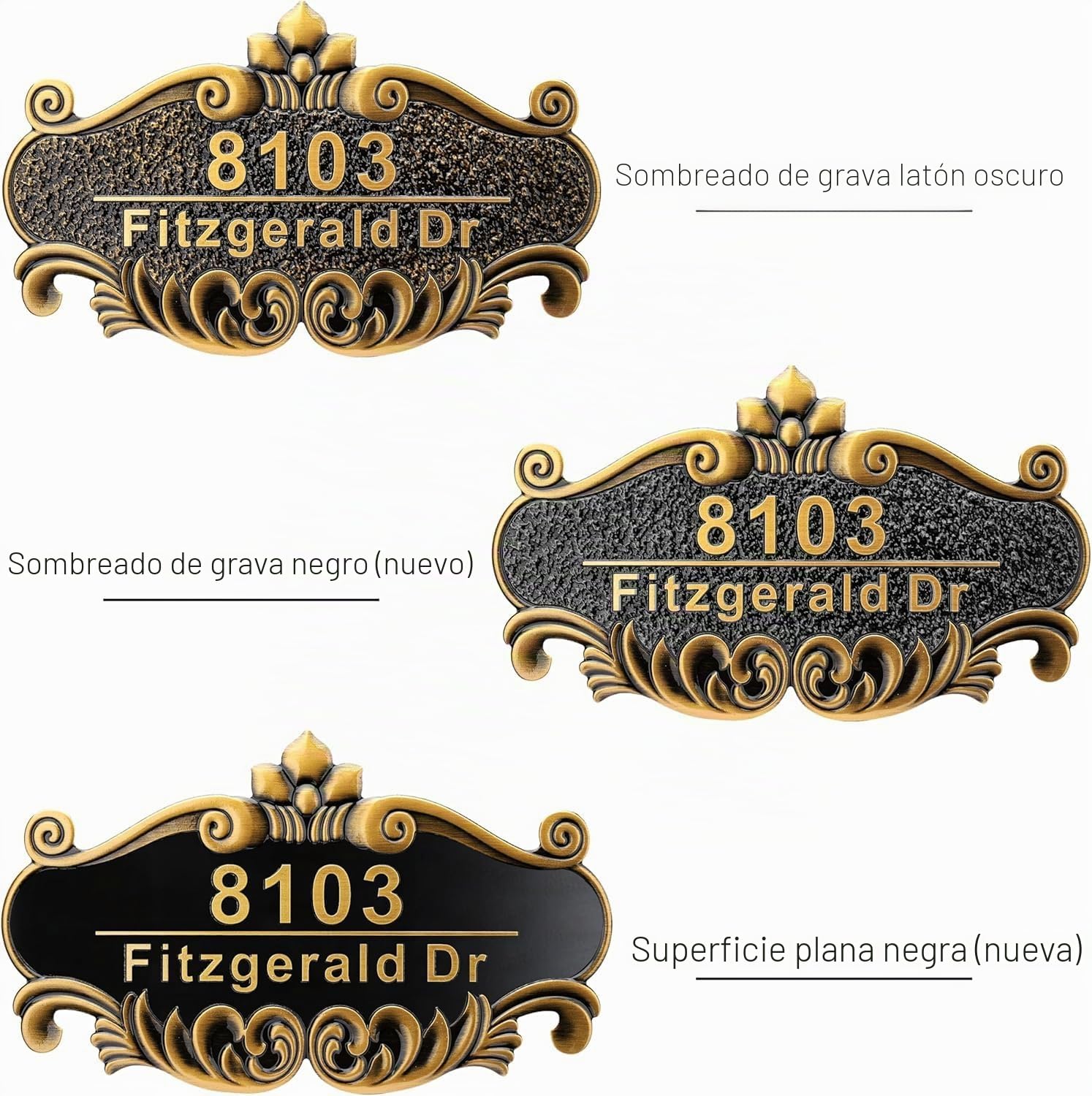 Placa de Dirección de Casa Personalizada 12" Números Fundidos para el Exterior Nombre de la Calle Placa de Dirección Vintage para Buzón Puerta Habitación Pared Clásica al Aire Libre Latón Antiguo