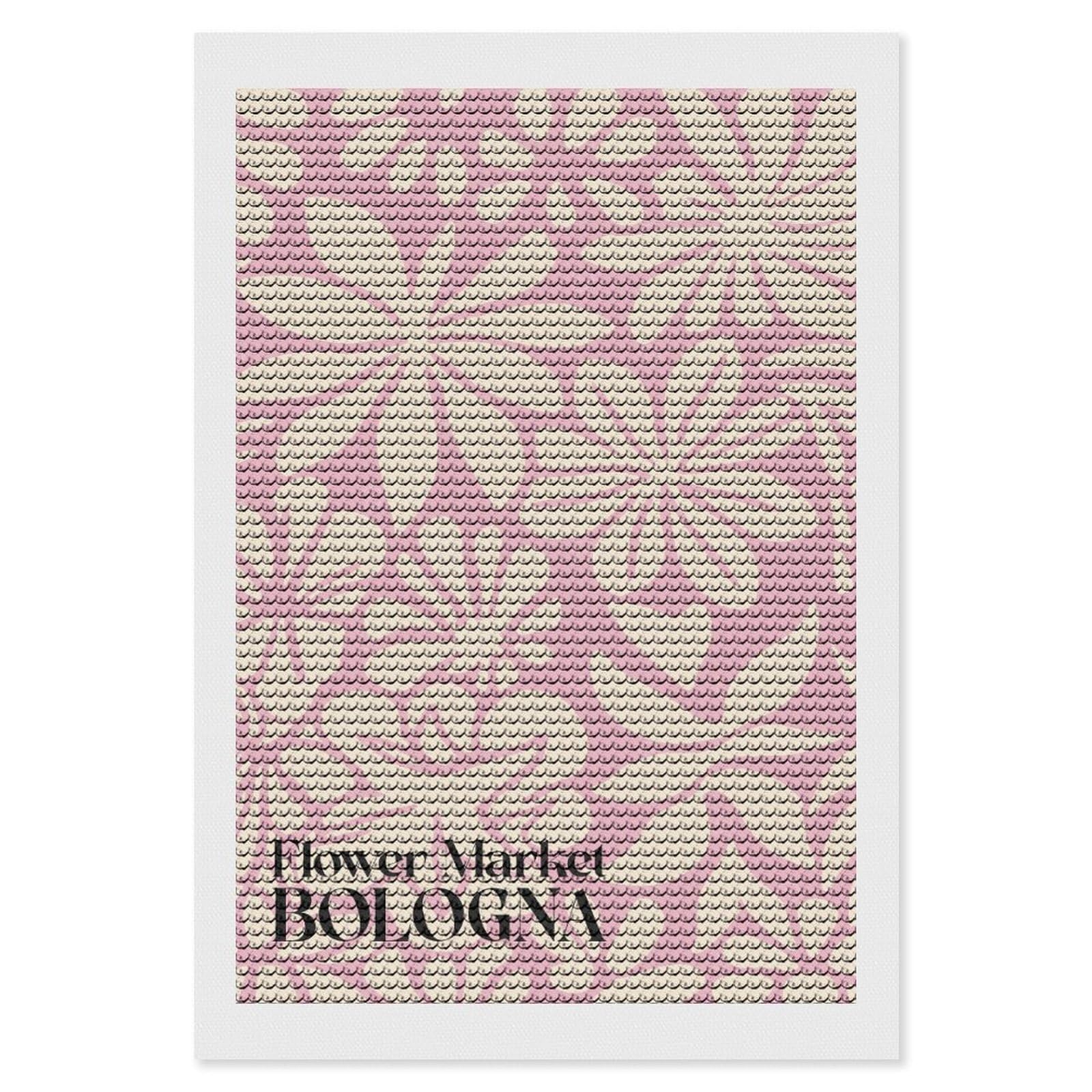 Junmoney Flower Market Bologna Round Drill Diamond Painting 8"x12", Satisfying Creative Project, Complete Accessories, Printed Canvas