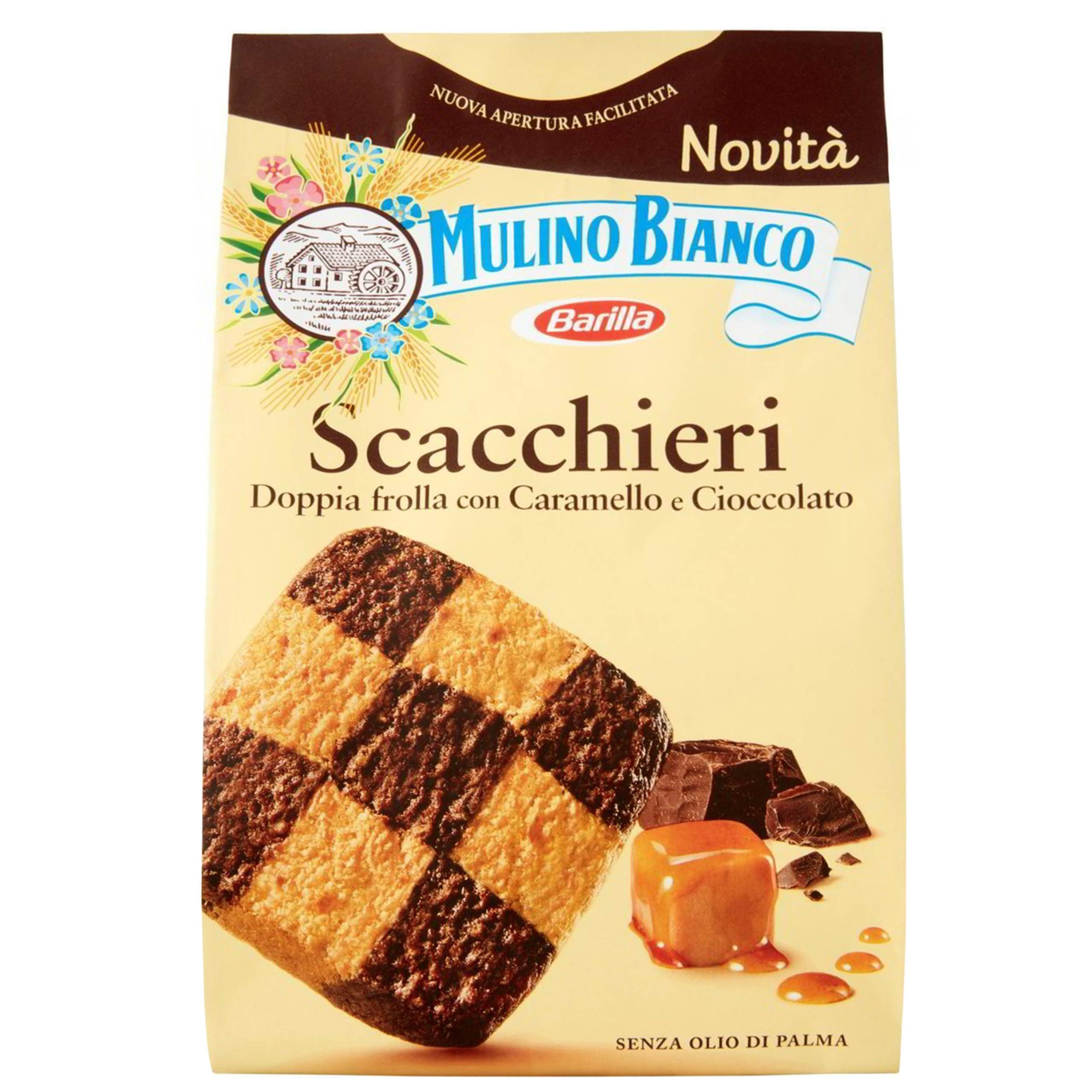 MULINO BIANCO Scacchieri - Biscuits italiens au chocolat et au caramel 300g x 12 parcelles (Scacchieri, x12)