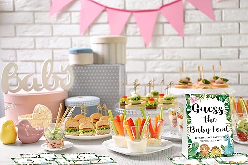 Miniatura 4 de Juego de baby shower, juegos de fiesta de comida de Guess The Baby (1 letrero de pie + 20 tarjetas de respuesta + 6 tarjetas de números), juegos de
