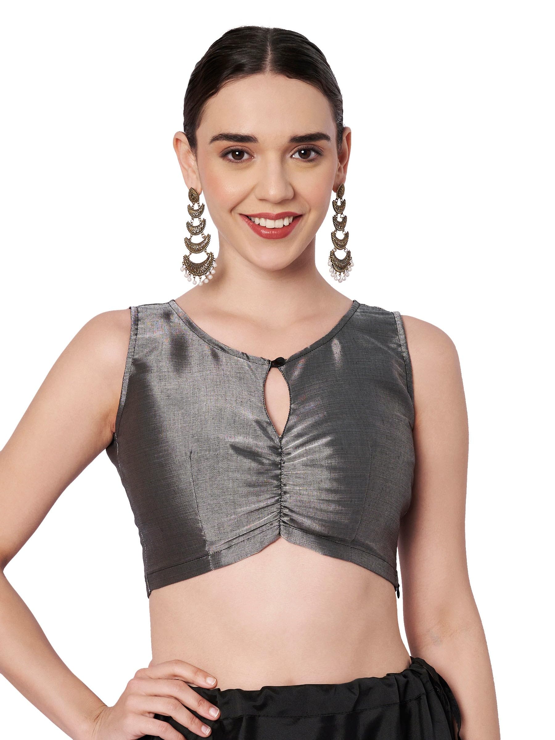 studio rasa Women's Cotton Tissue Key-Hole Readymade Crop Top for Festive Party Wedding-picture-11