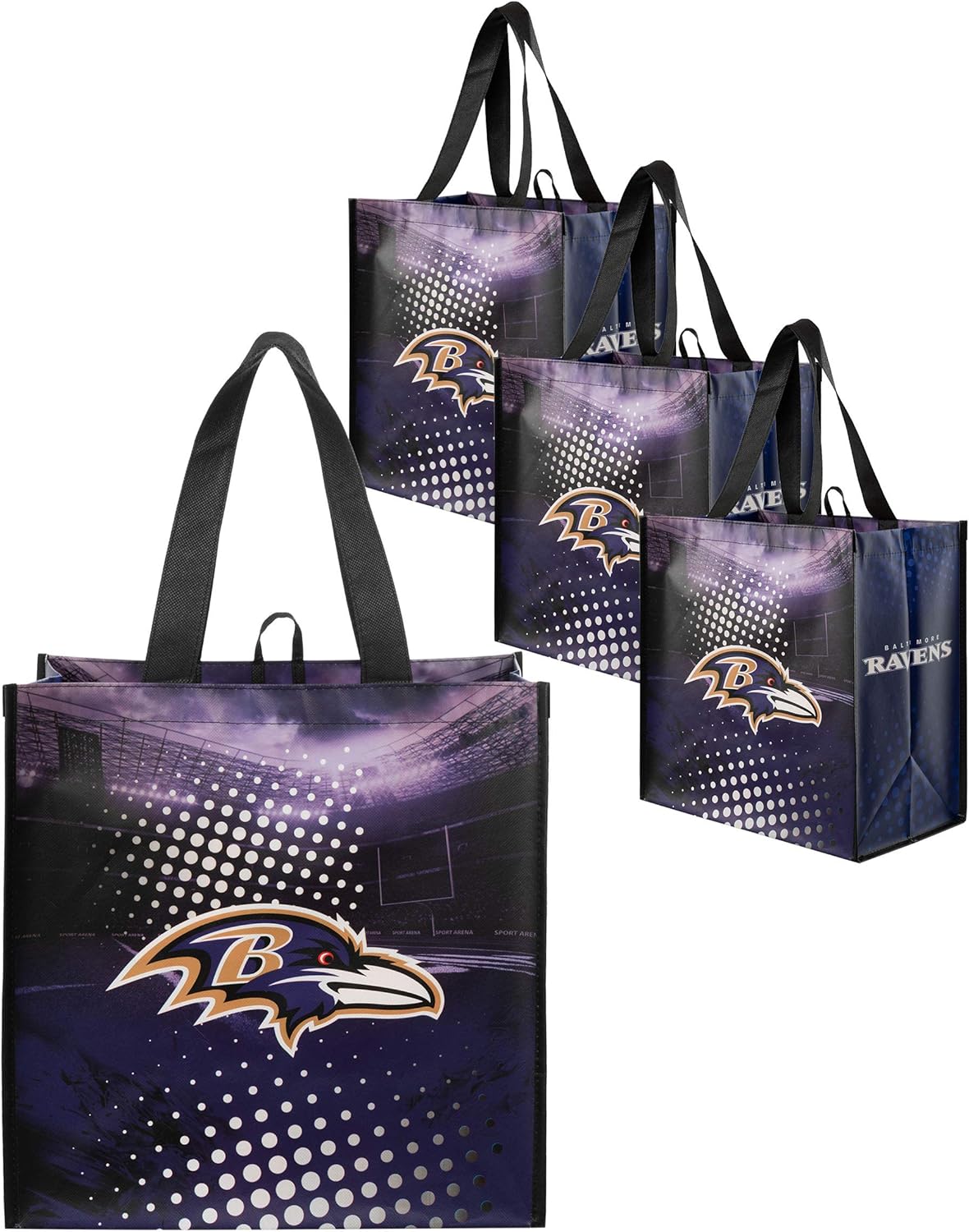 FOCO NFL unisex-adult Nfl Team Logo 4-pack Reusable Grocery Shopping Bags Totes