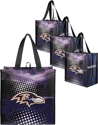 Vista 19 de FOCO - Bolsas de compras reutilizables con logotipo del equipo de la NFL unisex adulto, paquete de cuatro