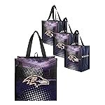 FOCO Baltimore Ravens NFL 4 Pack Reusable Shopping Bags, Team Color, One Size