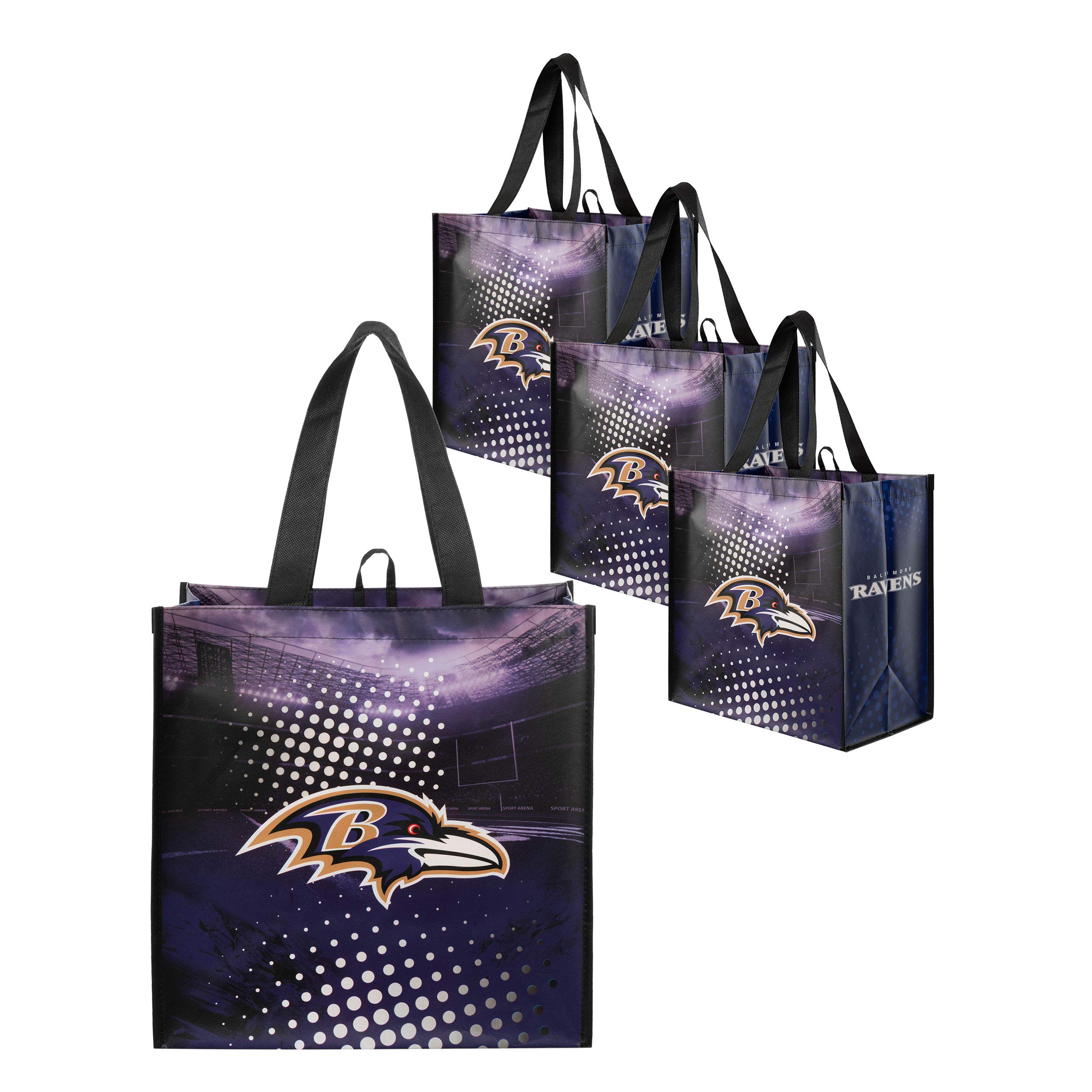 FOCO NFL unisex-adult Nfl Team Logo 4-pack Reusable Grocery Shopping Bags Totes