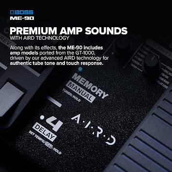 BOSS ME-90 Guitar Multi-Effects | All-In-One Guitar Processor | 11 Onboard AIRD Amp Models | 60 Effects derived from the GT-1000 | 8 Multi-Function Footswitches & Redesigned Expression Pedal