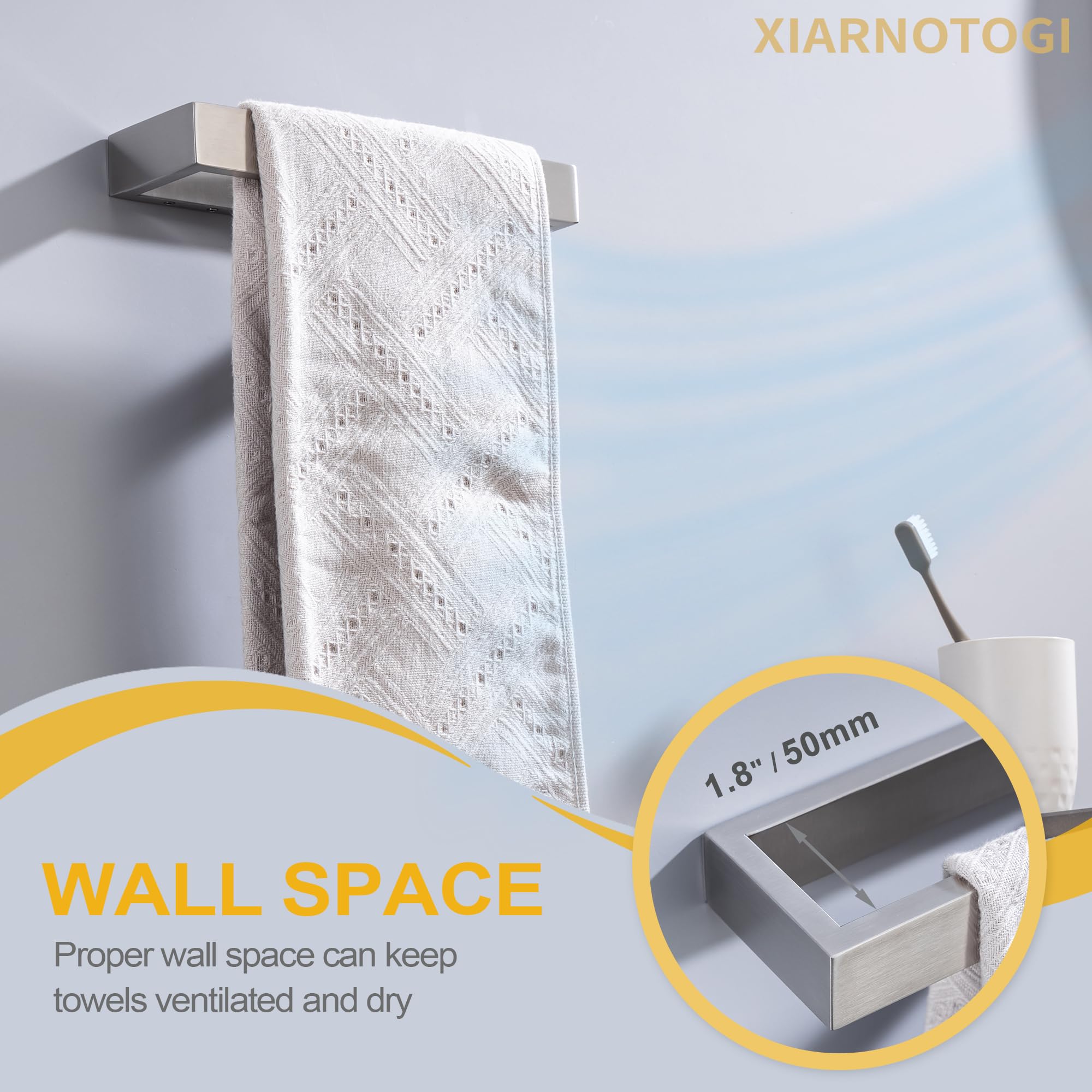 Toallero, soporte para toallas de mano de 9 pulgadas, soporte de pared, toalleros para accesorios de baño, accesorios de anillo de toalla de acero inoxidable (níquel cepillado, paquete de