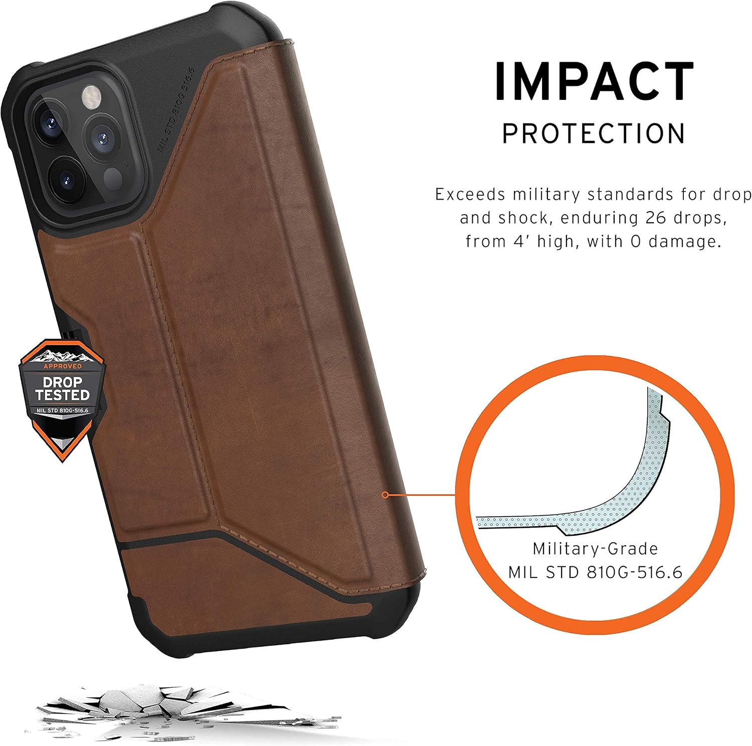 Suреr Sаlе 🛒 URBAN ARMOR GEAR UAG Designed for iPhone 12 Case/iPhone 12 Pro Case [6.1-inch Screen] Flip Folio Cover w/Card Slots & Viewing Stand Rugged Metropolis Protective Cover, Italian Leather LTHR ARMR Brown