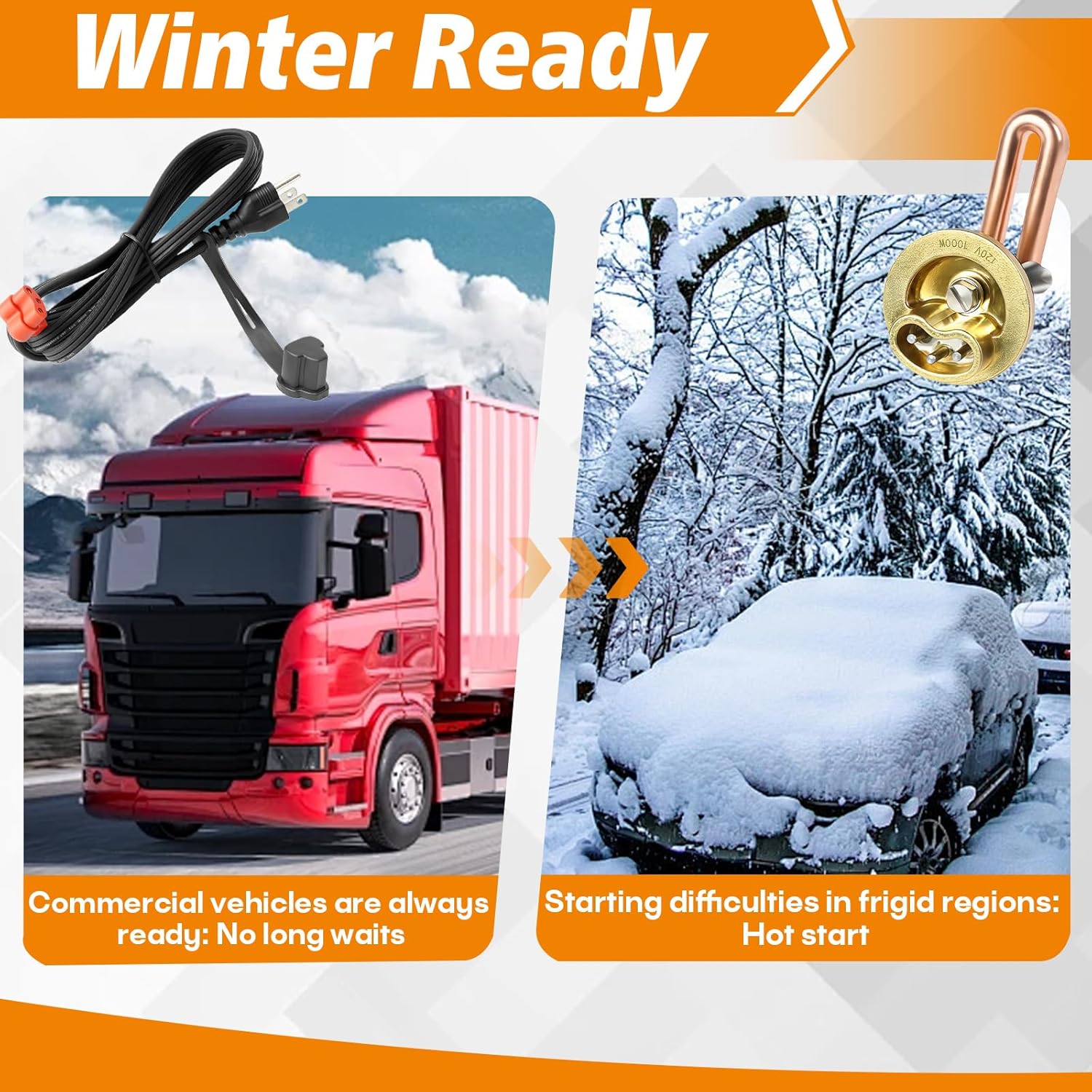 3100130 Engine Block Heater Compatible with Chevrolet and GMC 2001-2008 V8-6.6L, Fit for Diesel (Duramax) 2007-2015 V8-6.6L,40mm Diameter | CSA Approved | 120 Volts | 1000 Watts