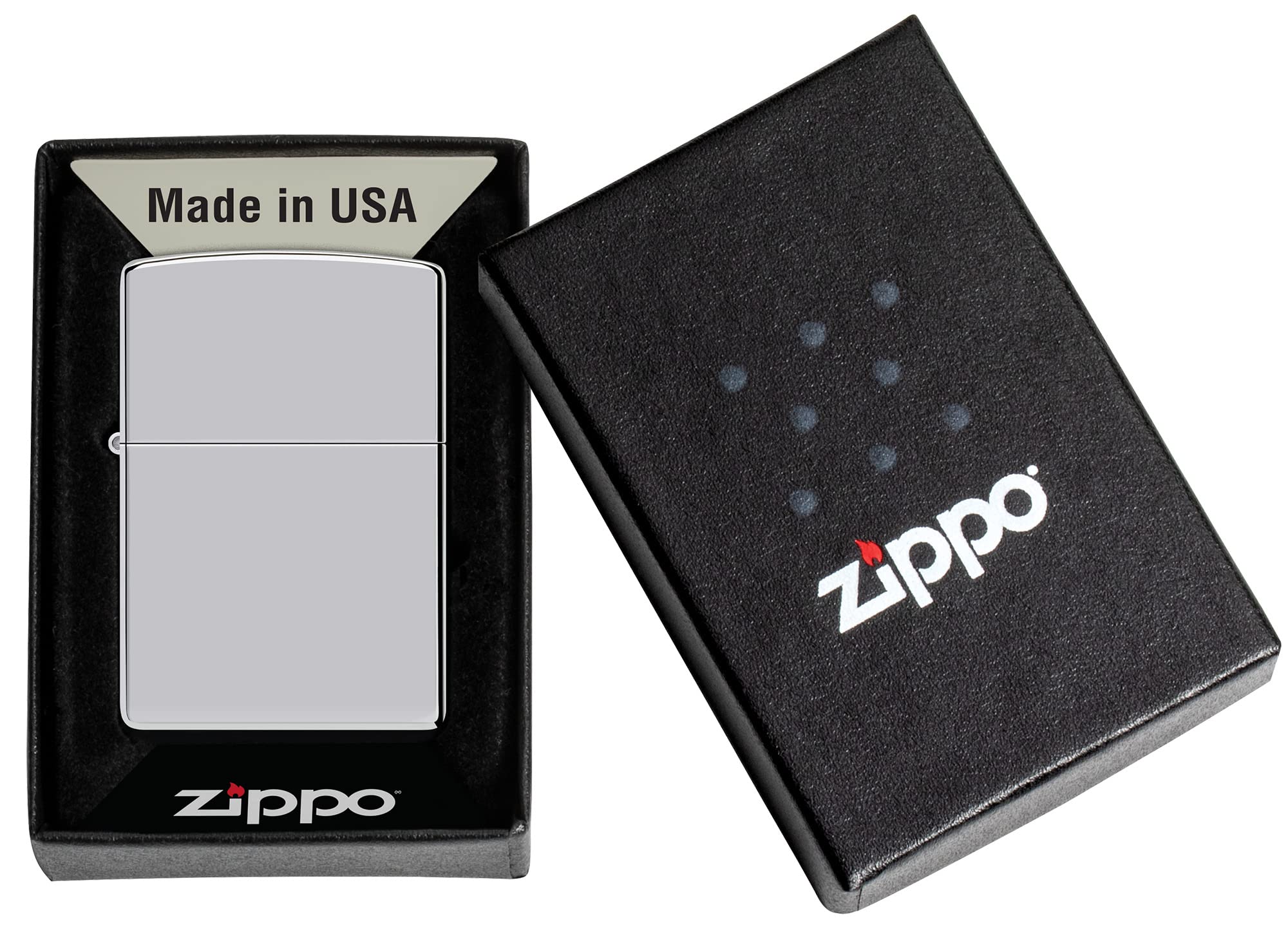 Zippo Zapalniczka Sztormowa, Chrom o optymalnym Połysku z Bocznym Grawerem Płomienia, do Napełniania, Wielokrotnego Użytku, Odporna na Wiatr, Pudełko Prezentowe, Wyprodukowana w USA