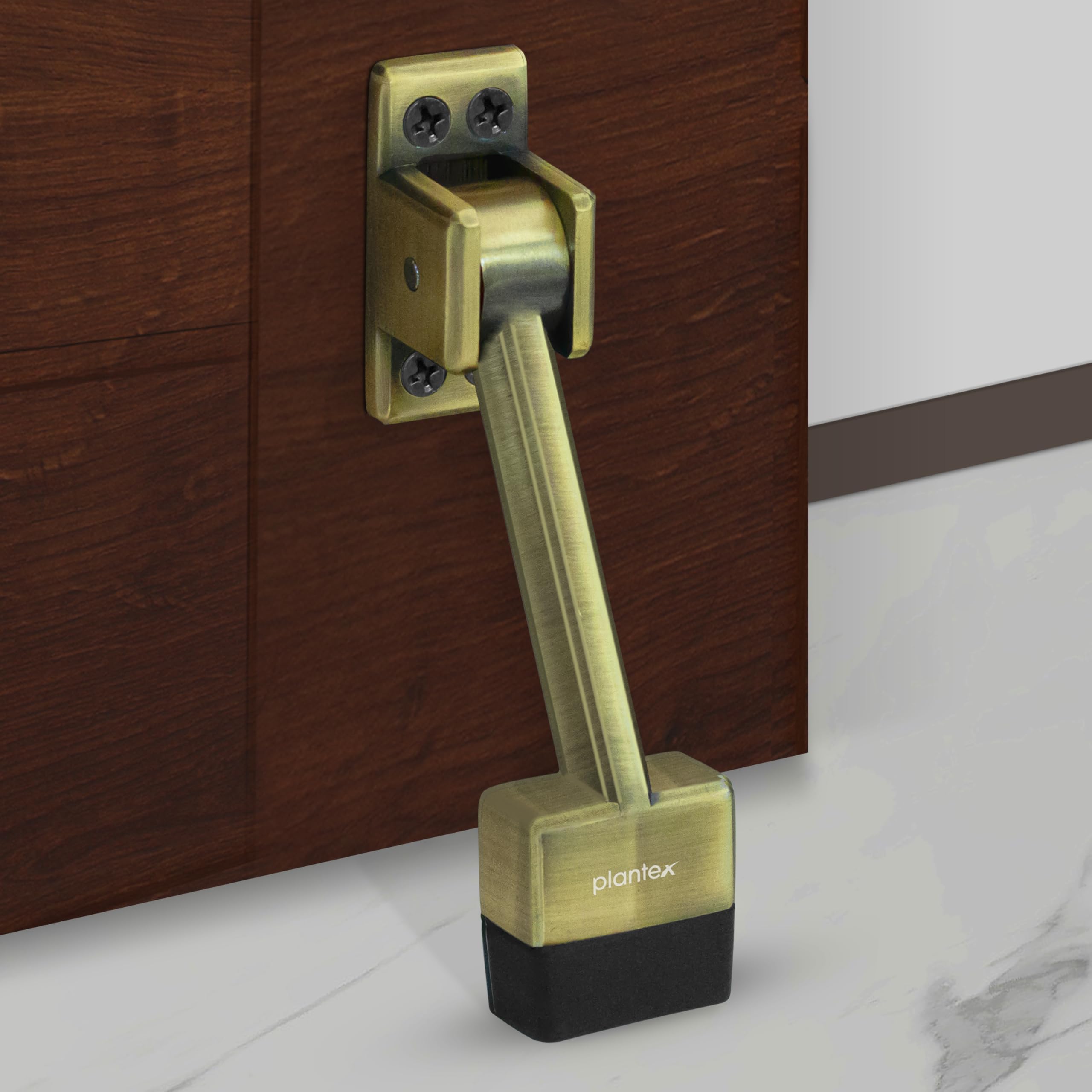 Plantex Gate Stopper for The Door with Rubber Grip 5 Inch Long Door Stopper for The Wooden Door/Stops for Door - Brass Antique