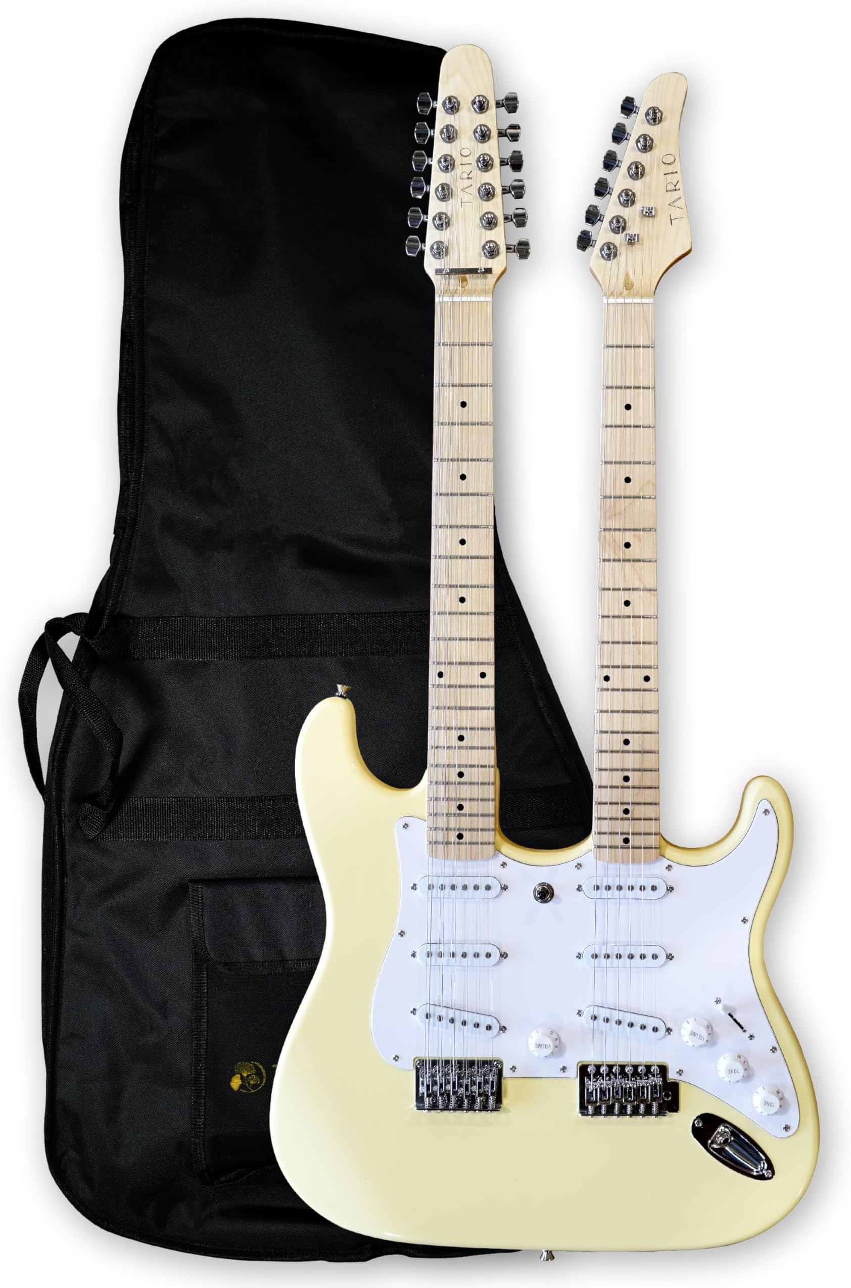 Double Neck Electric Guitar White 12 String & 6 String Mahogany Body Maple Neck Maple Fretboard