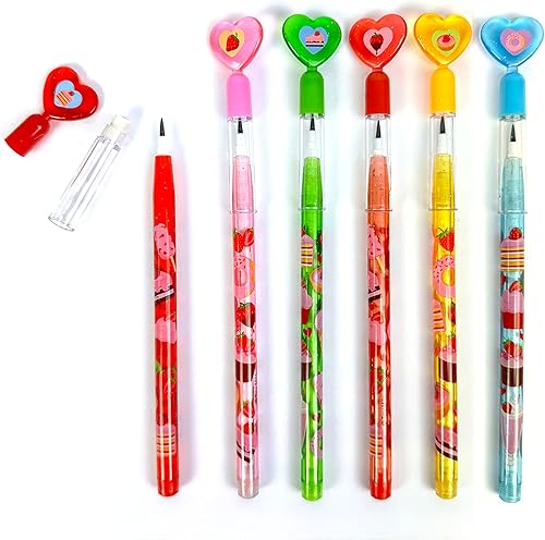 Miniatura 4 de TINYMILLS Surtido de 24 lápices apilables de fresa surtidos con borrador para regalos de fiesta, bolsas de regalo, recompensas de aula, premios de