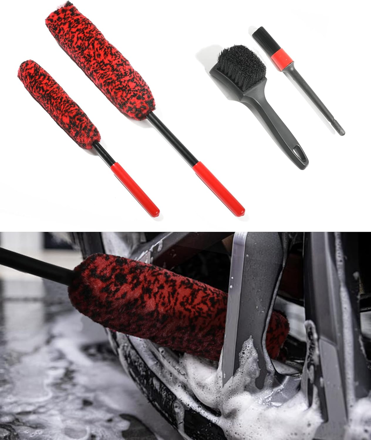 ESEWALAS 4 Pack Car Detailing Brushes,Car Wheel Brush Set