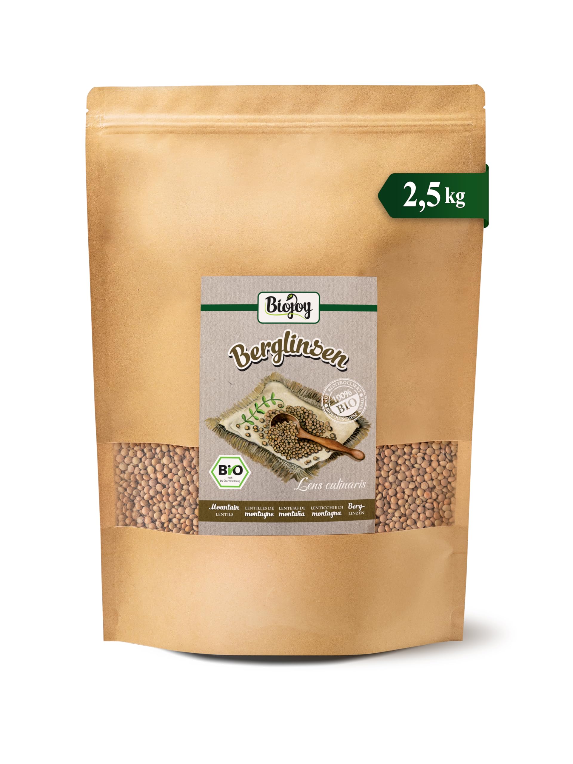 Biojoy Lenticchie marroni BIO (2,5 kg), essiccati e interi, Lenticchie di Montagna