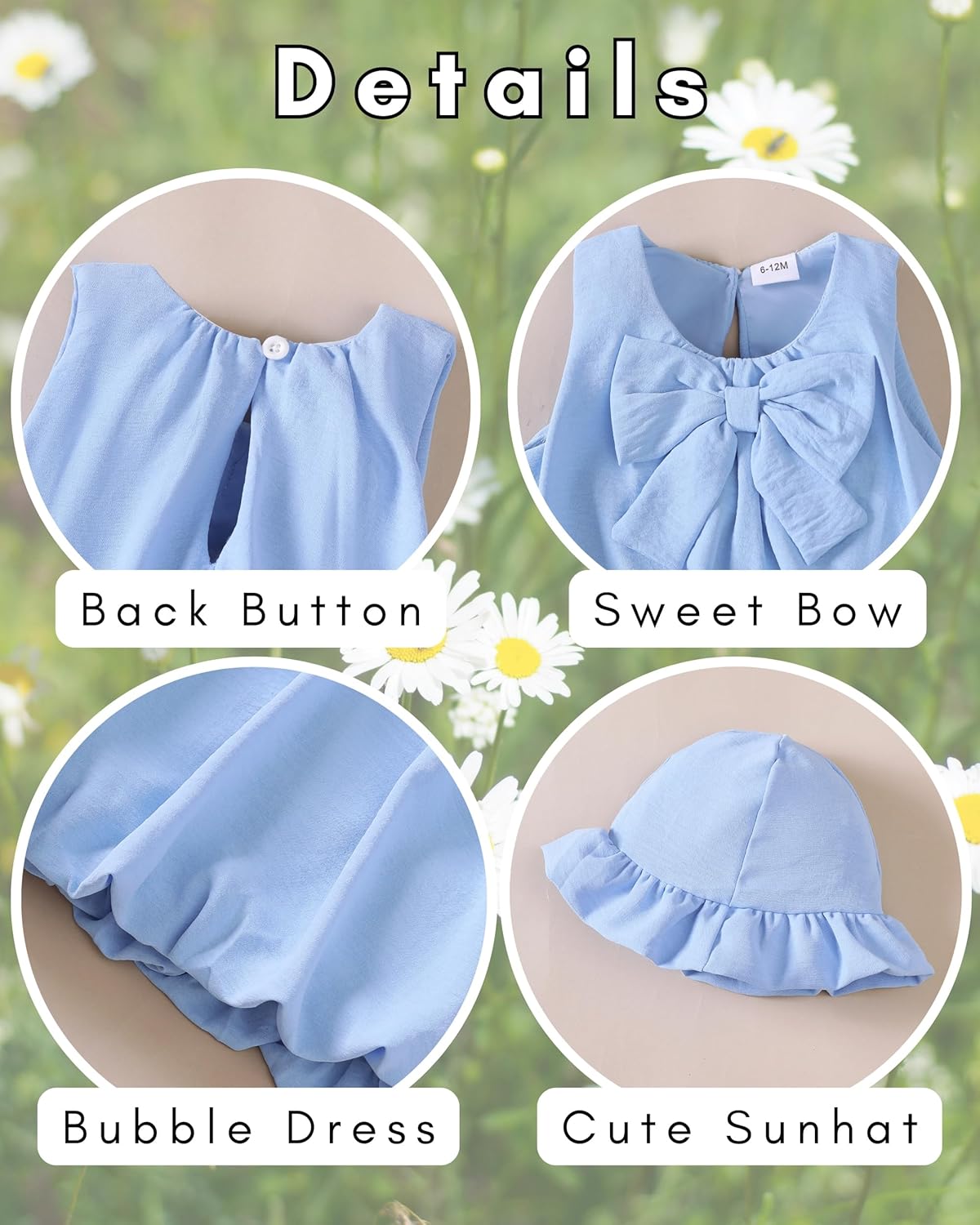 Baby Girl Dress Infant Clothes Summer Sleeveless Bow Puff Bubble Dresses Casual Linen Sundress for Toddler Girls 3M-3T - Image 6