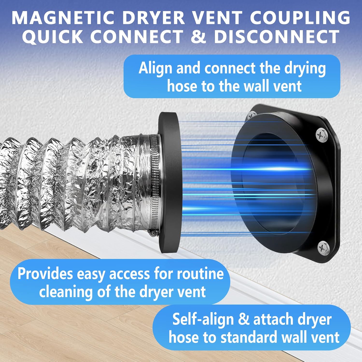 Magnetic dryer vent connector kit,Quick connection and disconnection with strong magnetic self alignment design for quick installation magnetic dryer vent