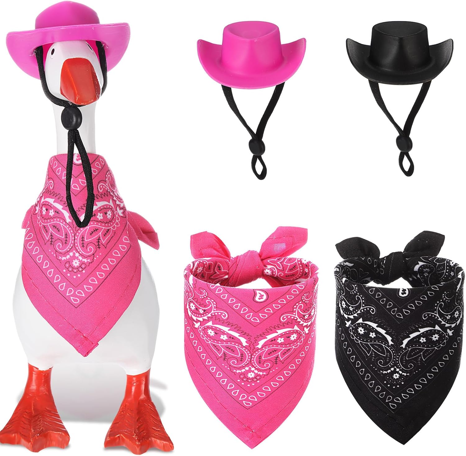 Abbylike 2 Set 7 Inch Desk Goose Outfits Western Cowboy, Black Pink