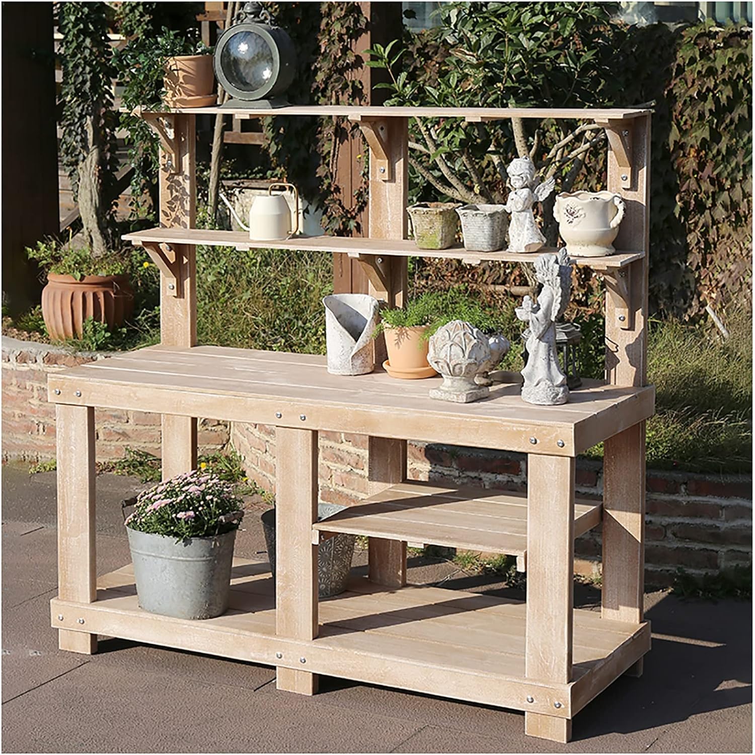 Outdoor Potting Bench, Patio Garden Work Station Table