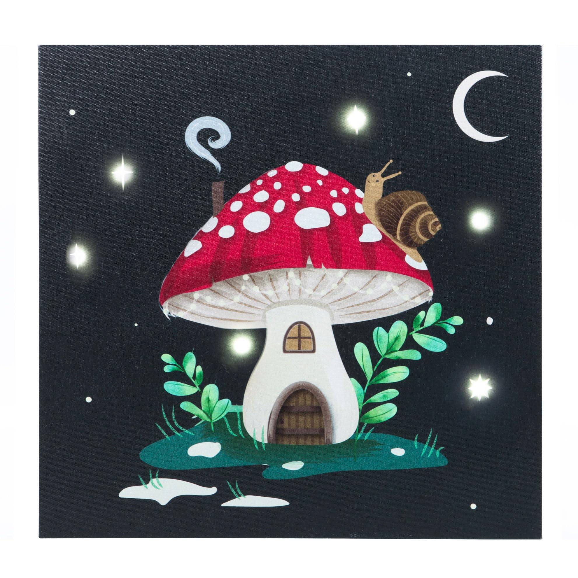 KDMD - Light Up Canvas Plaque - Mushroom Home Design - Winter Forest