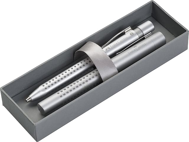 Faber-Castell 140981 - zestaw upominkowy Grip 2011 pióro i długopis srebrny