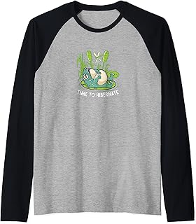 Time To Hibernate Funny Relaxing Frog Mood Hibernation Raglan Baseball Tee